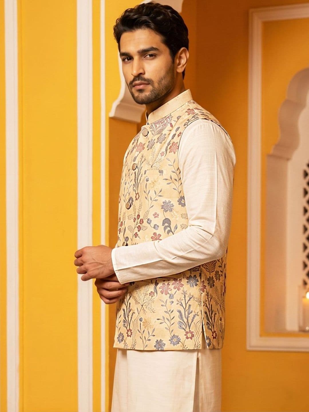 Jompers Printed Satin Nehru Jackets thumbnail 4