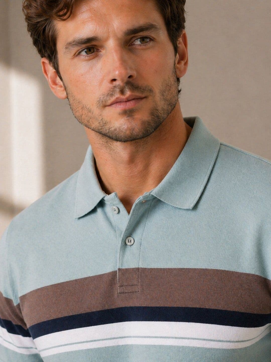 Mentor Men Striped Polo Collar T-shirt thumbnail 3