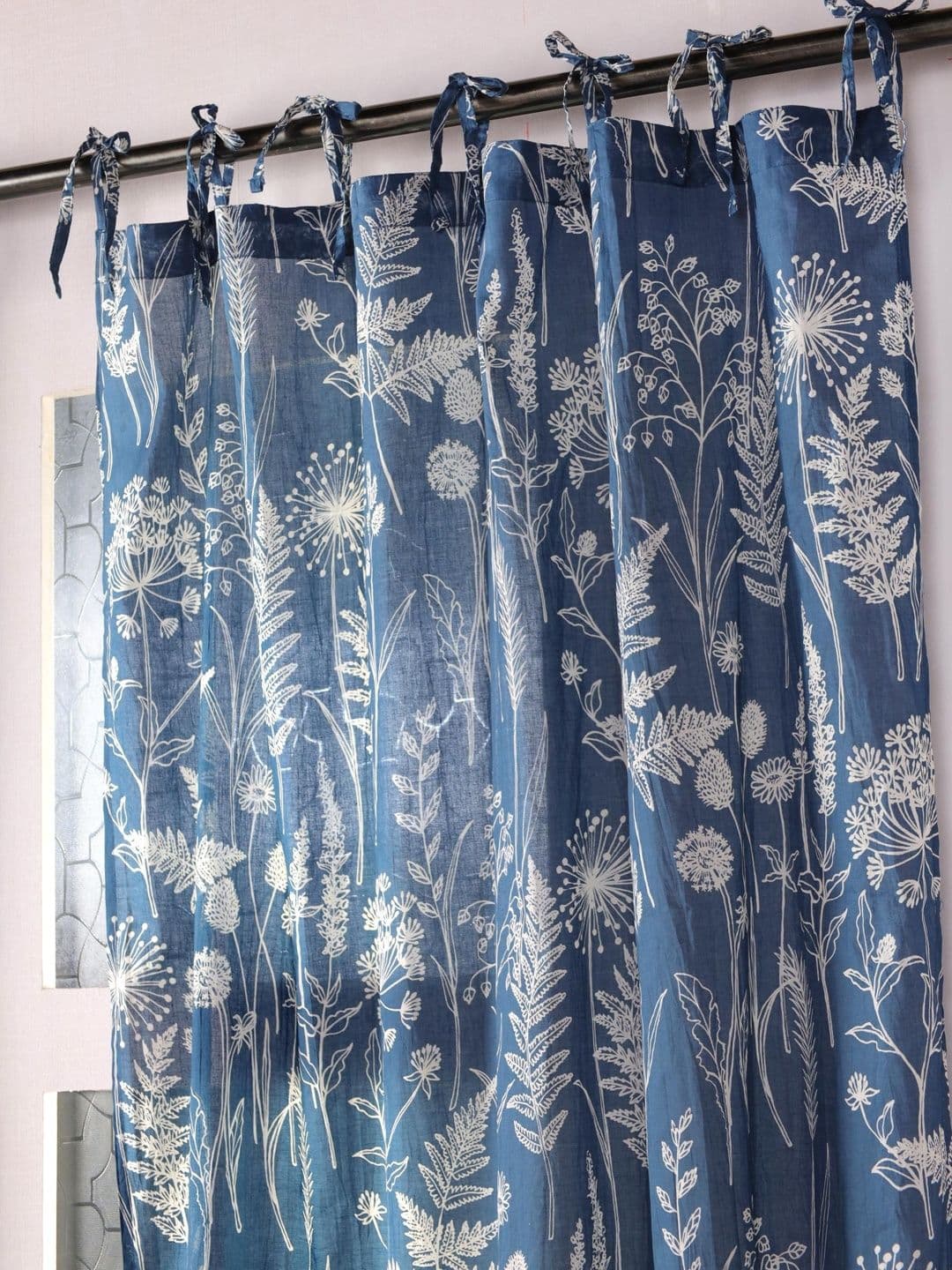 Gulaab Jaipur Blue & White Set of 2 Floral Window Curtain thumbnail 4