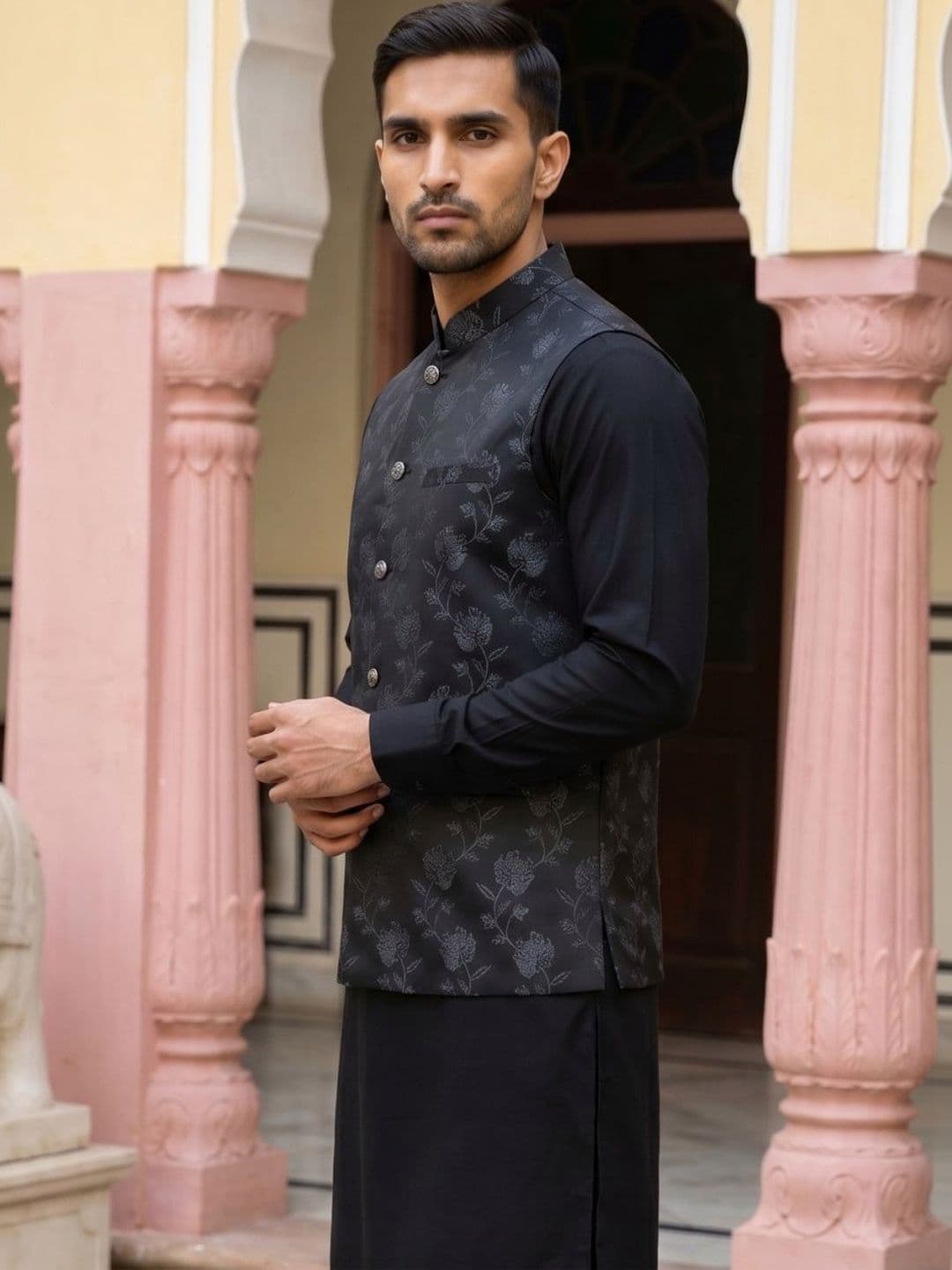 Jompers Printed Satin Nehru Jackets thumbnail 6