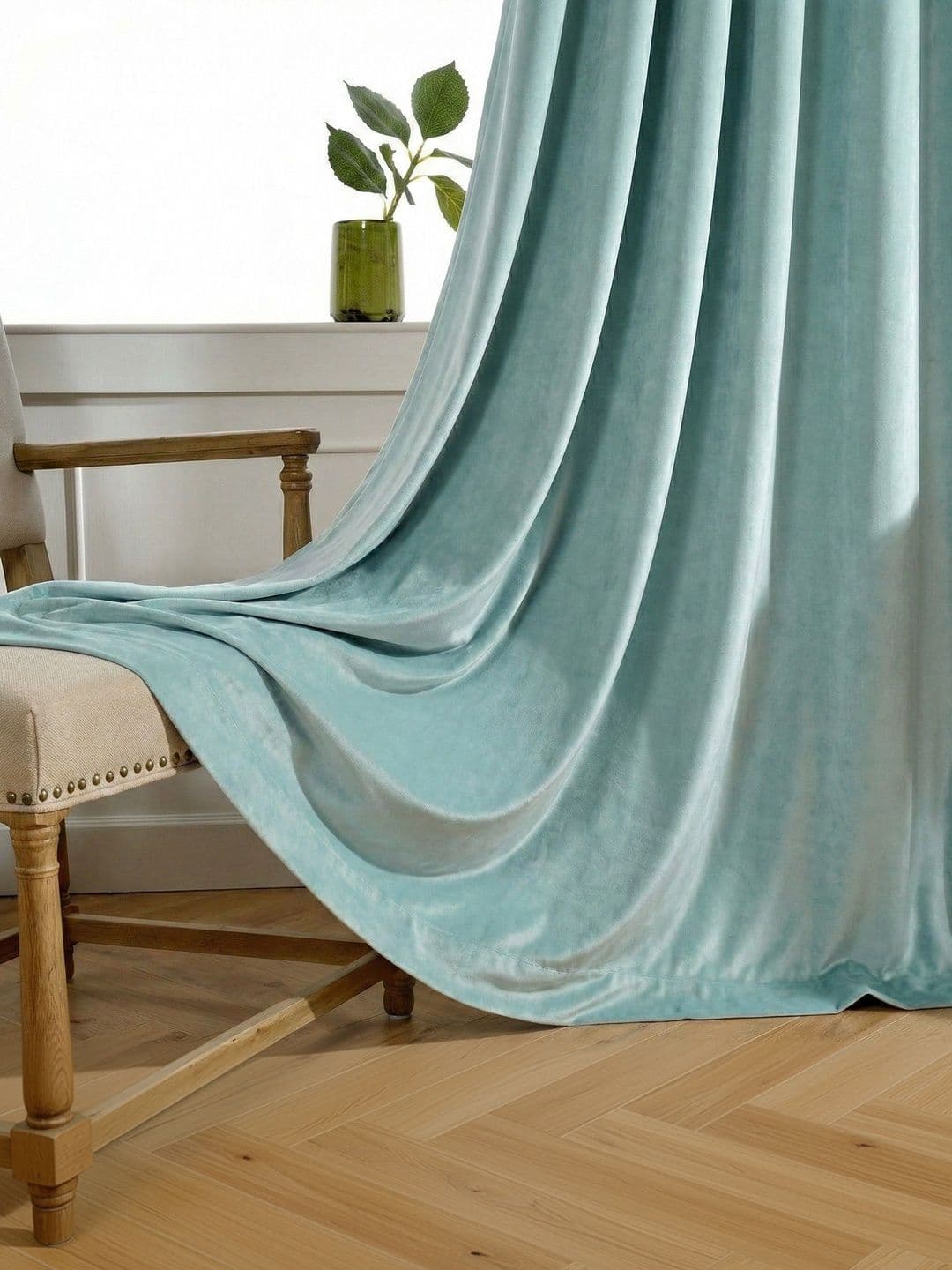 Home Spark Sea Green Set of 2 Room Darkening Door Curtain thumbnail 3