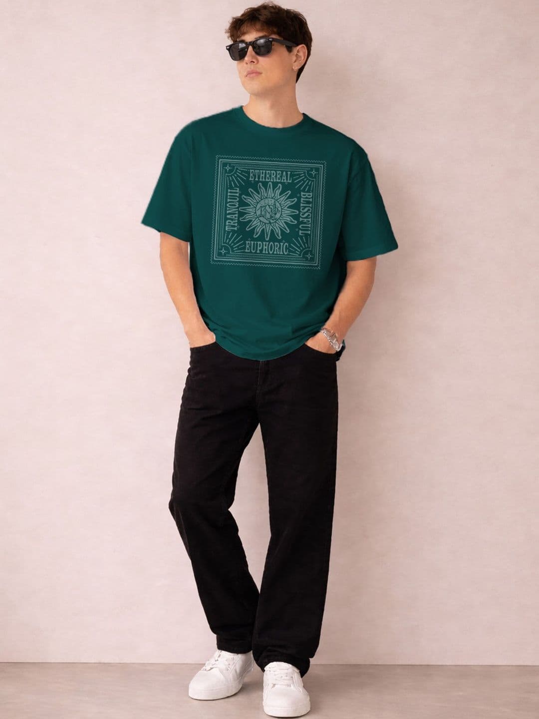 The Roadster Lifestyle Co Printed Organic Cotton Round Neck Oversized Tshirts thumbnail 2