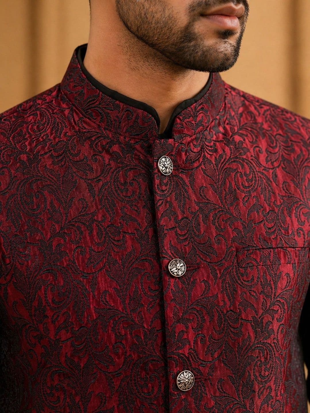Jompers Woven Design Woven Nehru Jackets thumbnail 6