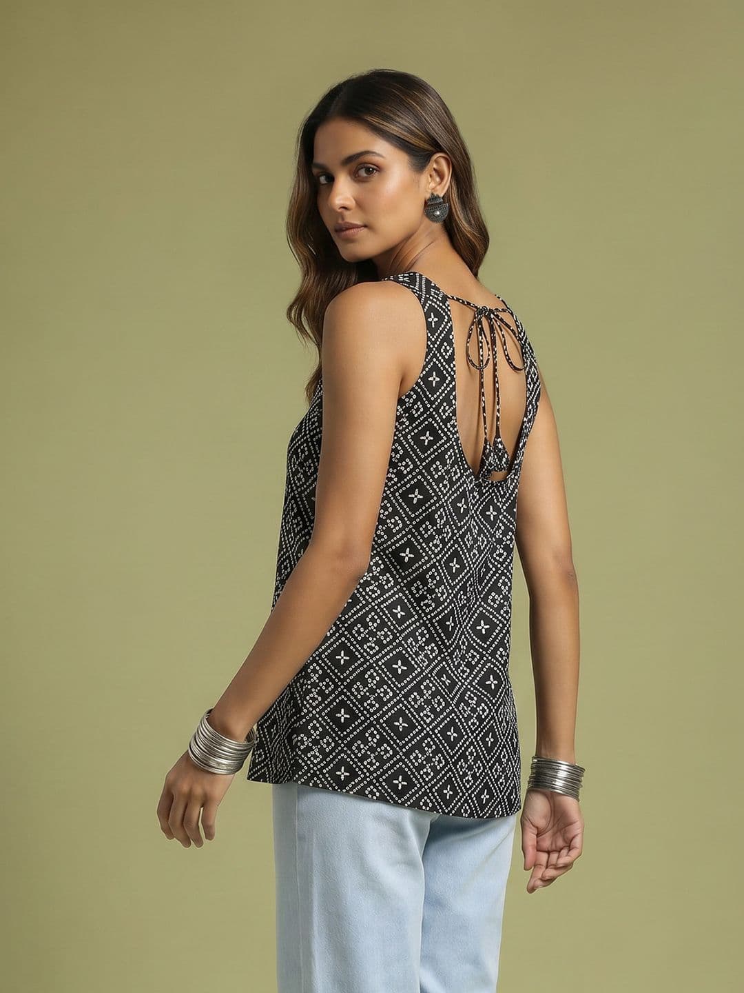 Anouk Geometric Printed Pure Cotton Sleeveless Kurti thumbnail 2