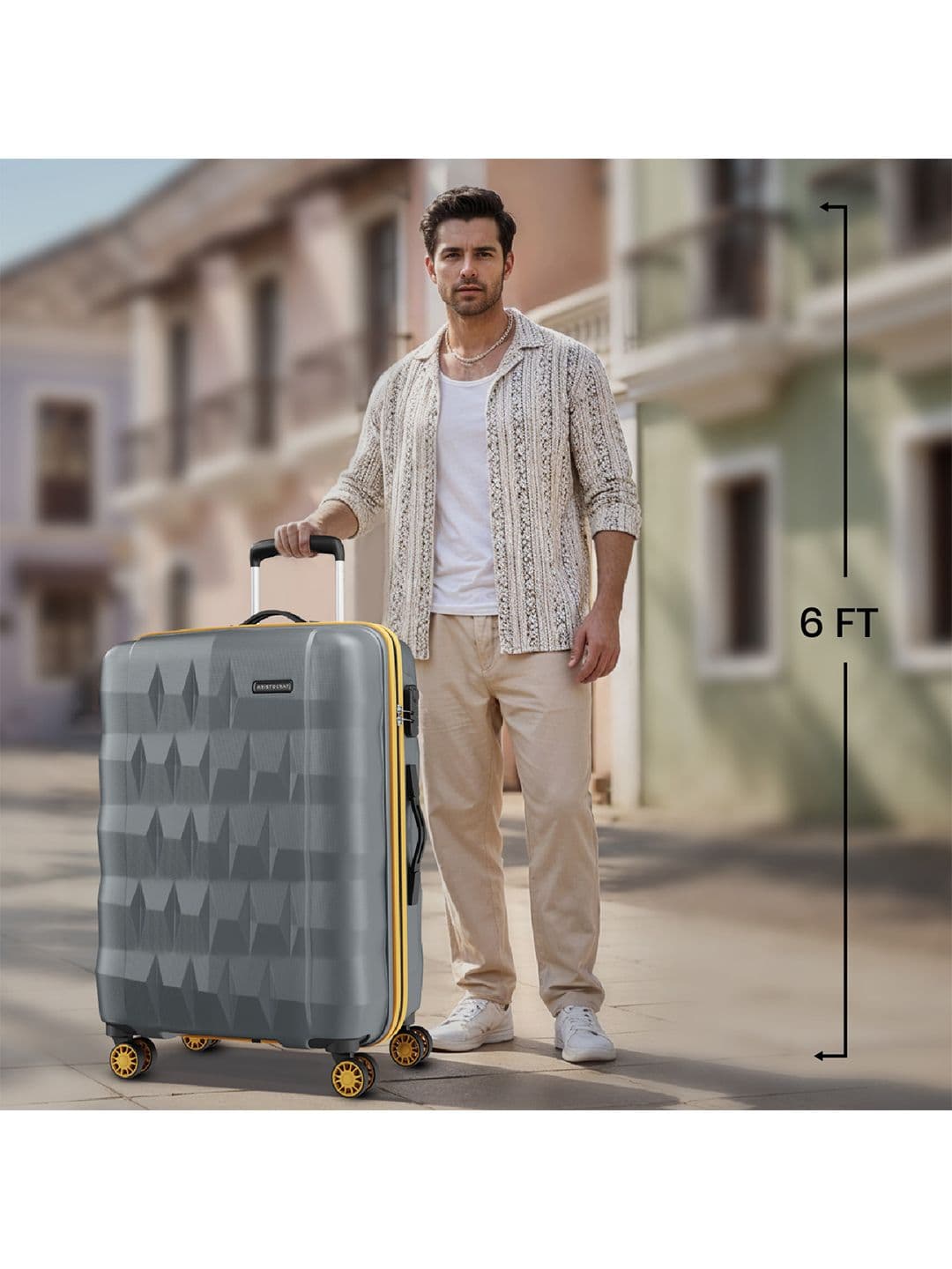 Aristocrat Comet Grey Large Hard Luggage 76cm Check-in Trolley Bag with Smooth 8-Wheel thumbnail 6