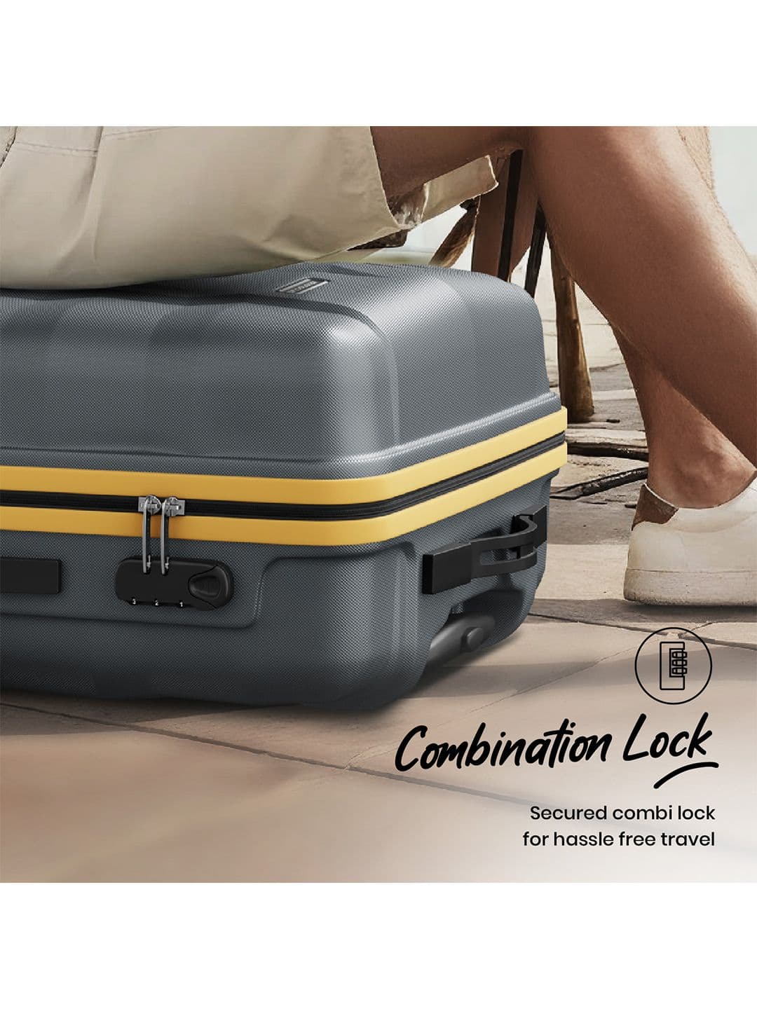 Aristocrat Comet Grey Large Hard Luggage 76cm Check-in Trolley Bag with Smooth 8-Wheel thumbnail 2