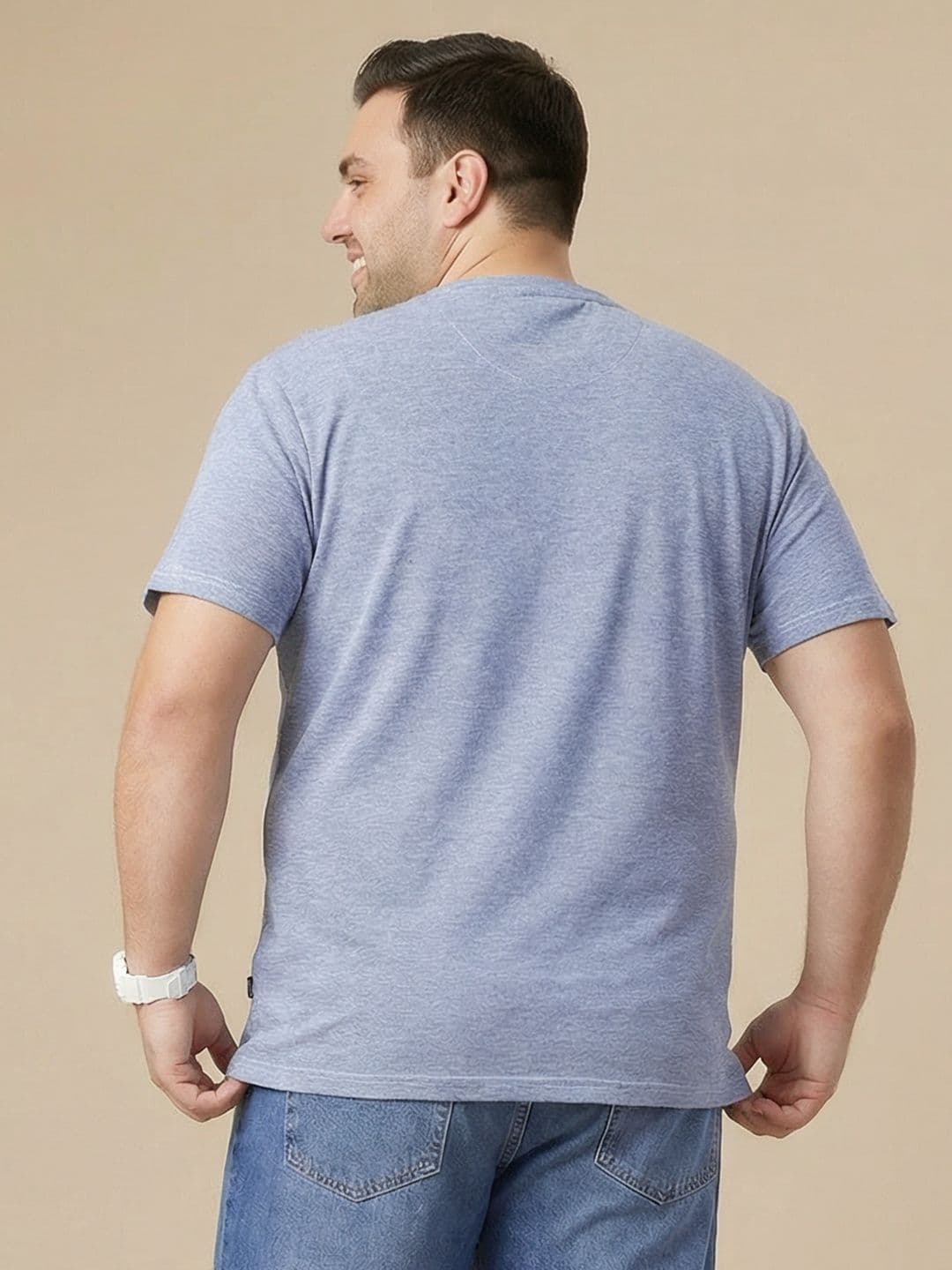 Sztori Plus Size Henley Neck Pure Cotton T-shirt thumbnail 4