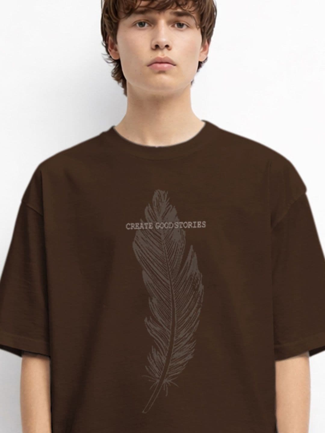 The Roadster Lifestyle Co Printed Organic Cotton Round Neck Oversized Tshirt thumbnail 2