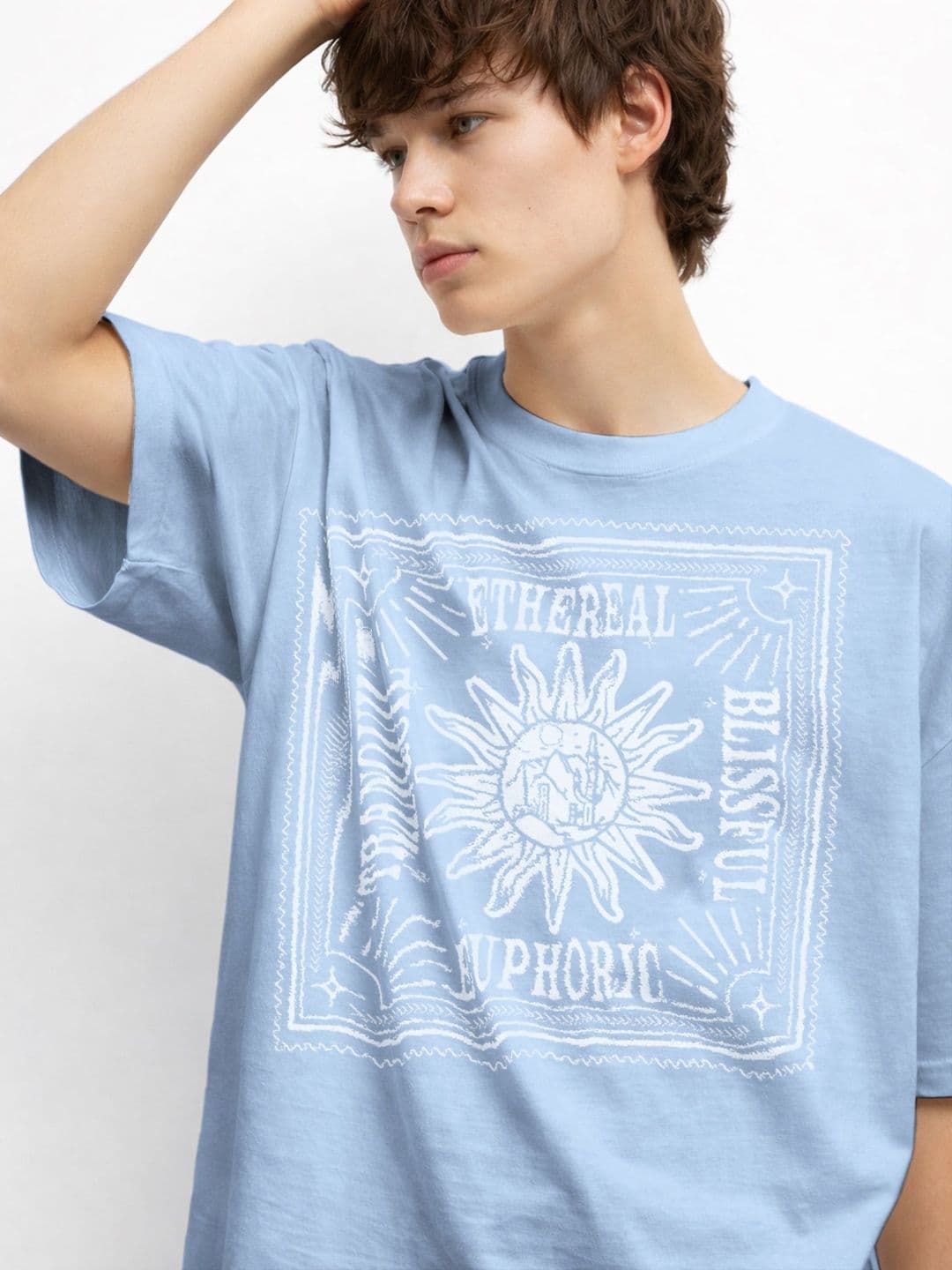 The Roadster Lifestyle Co Printed Organic Cotton Round Neck Oversized Tshirts thumbnail 2