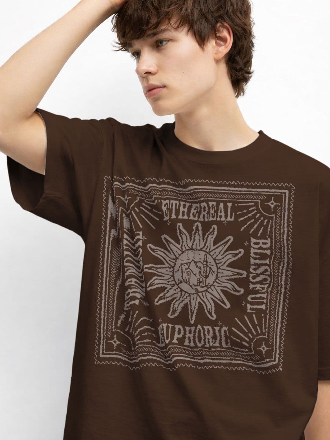 The Roadster Lifestyle Co Printed Organic Cotton Round Neck Oversized Tshirts thumbnail 5