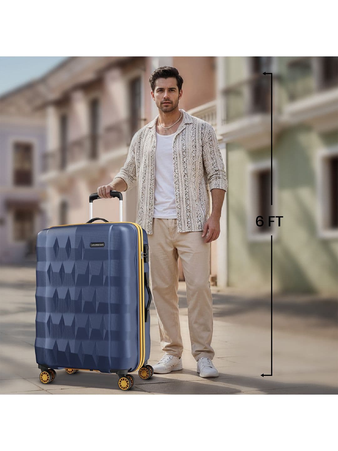 Aristocrat Comet Blue Large Hard Luggage 76cm Check-in Trolley Bag with Smooth 8-Wheel thumbnail 3
