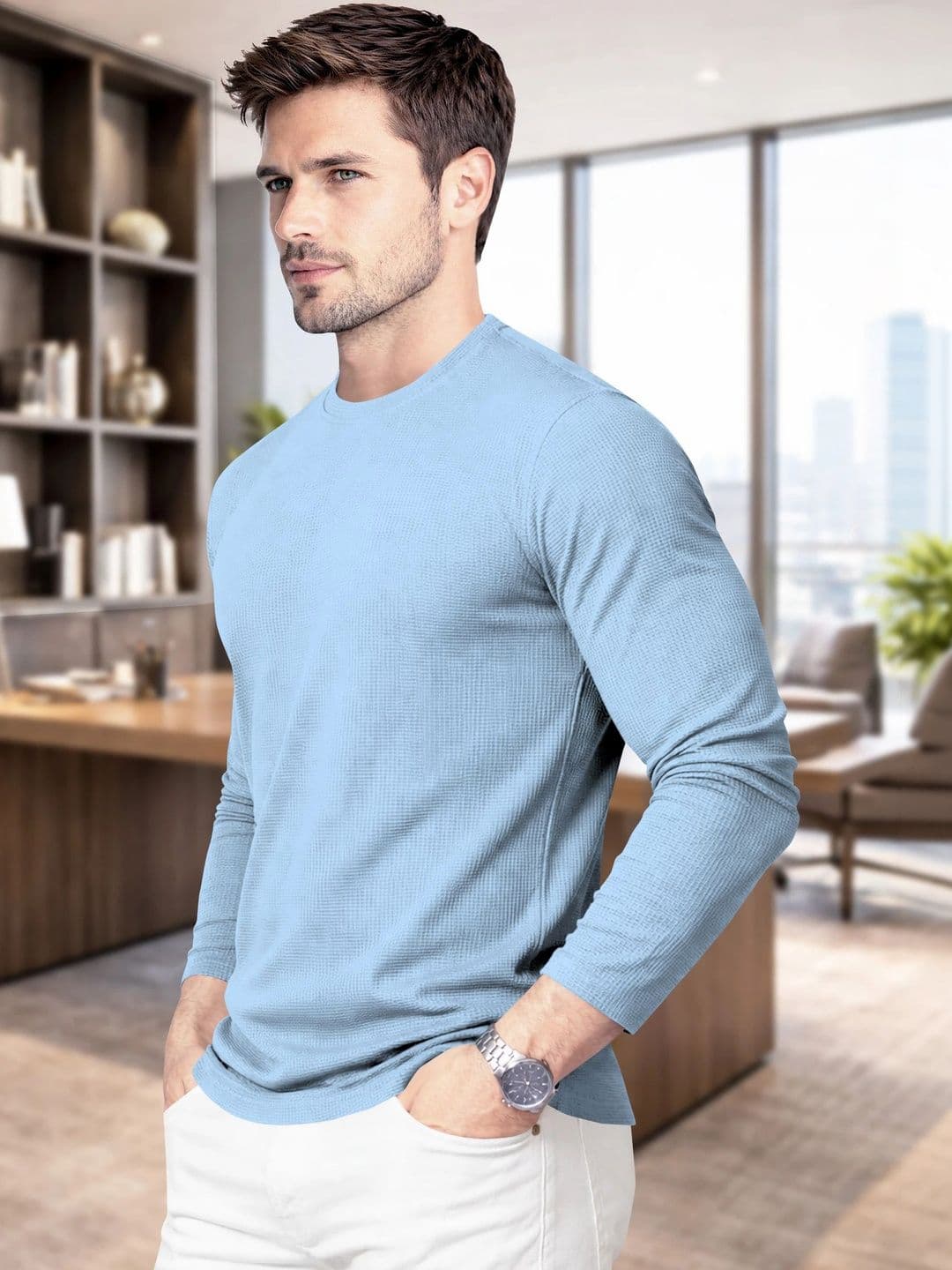 Moda Rapido Men Round Neck Long Sleeves T-shirt thumbnail 3