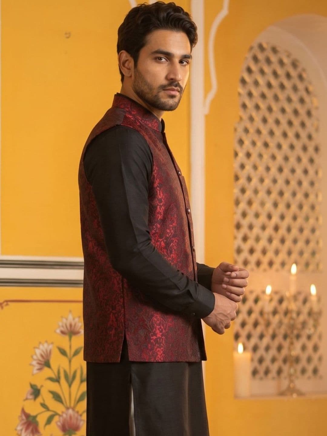 Jompers Woven Design Woven Nehru Jackets thumbnail 5