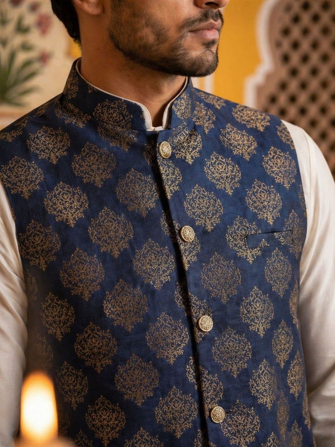 Jompers Printed Satin Nehru Jackets thumbnail 4