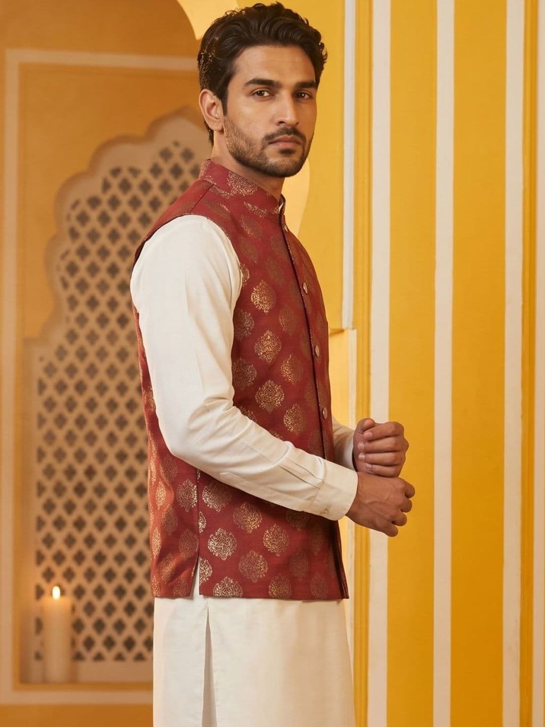 Jompers Printed Satin Nehru Jackets thumbnail 3