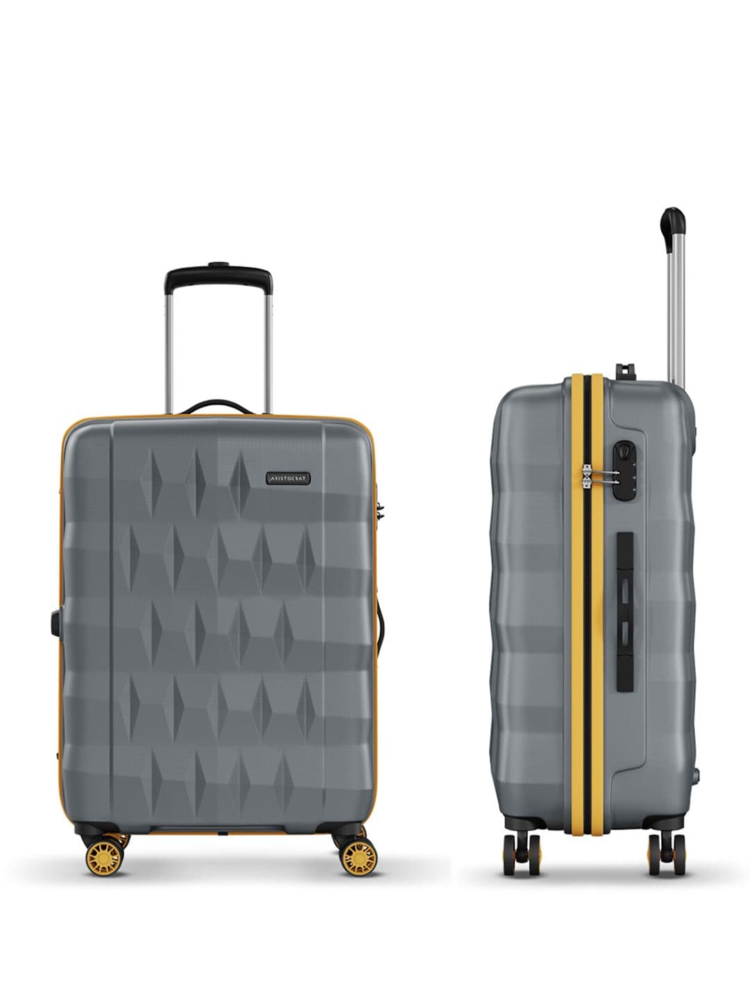 Aristocrat Comet Grey Medium Hard Luggage 66cm Check-in Trolley Bag With Smooth 8-Wheel thumbnail 2