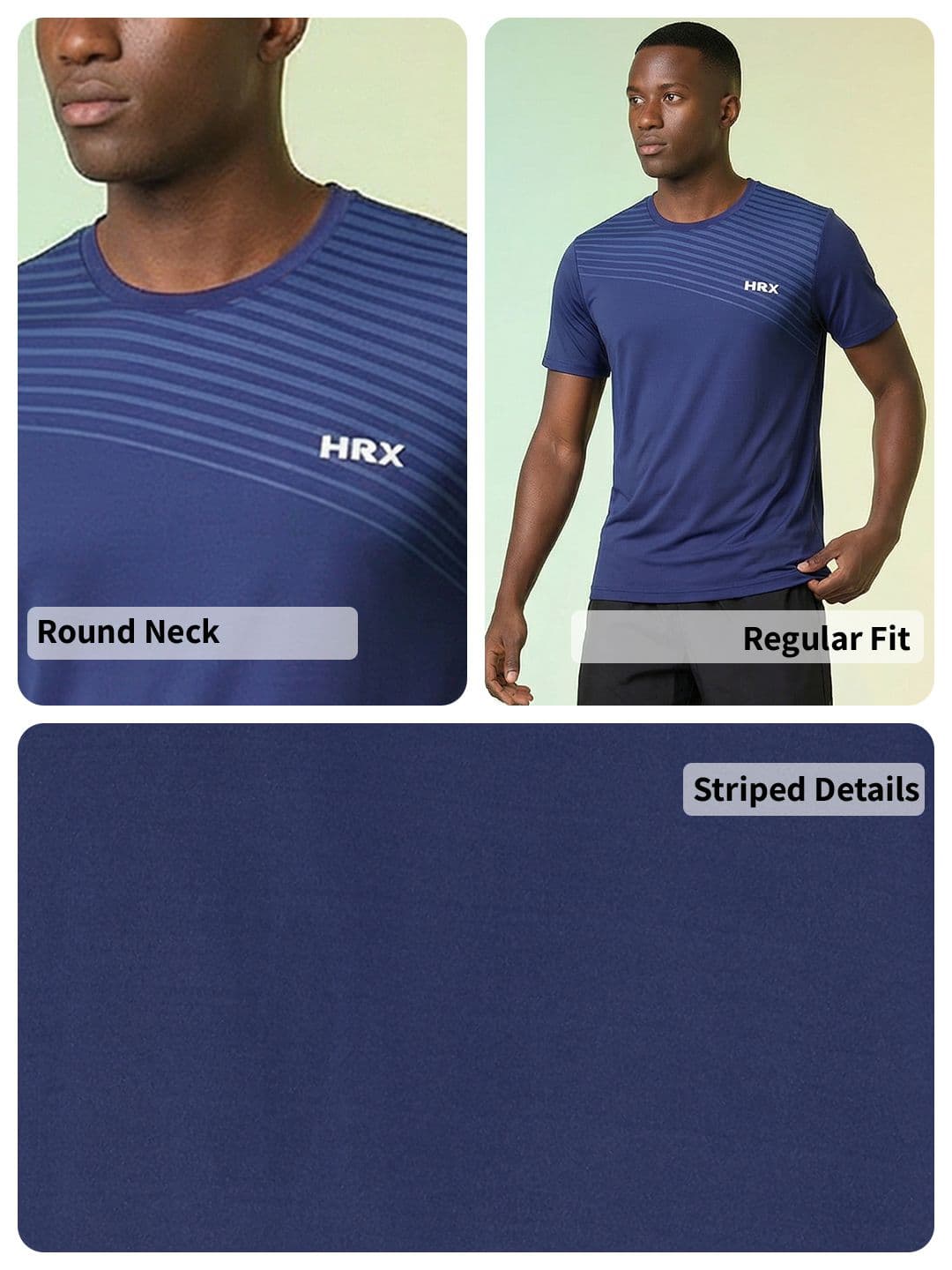 HRX by Hrithik Roshan Striped Rapid-Dry Training T-shirt thumbnail 7