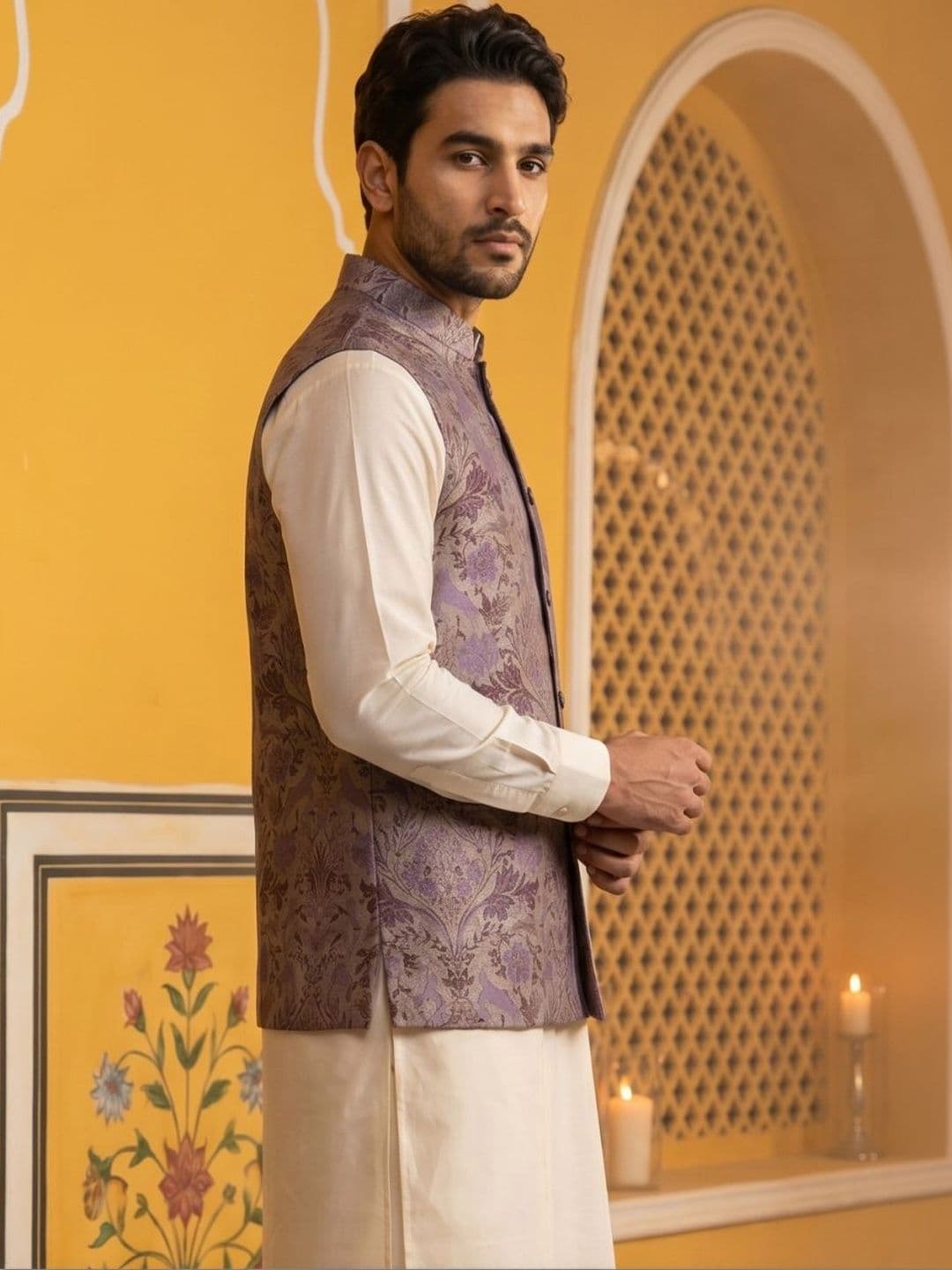 Jompers Printed Satin Nehru Jackets thumbnail 3