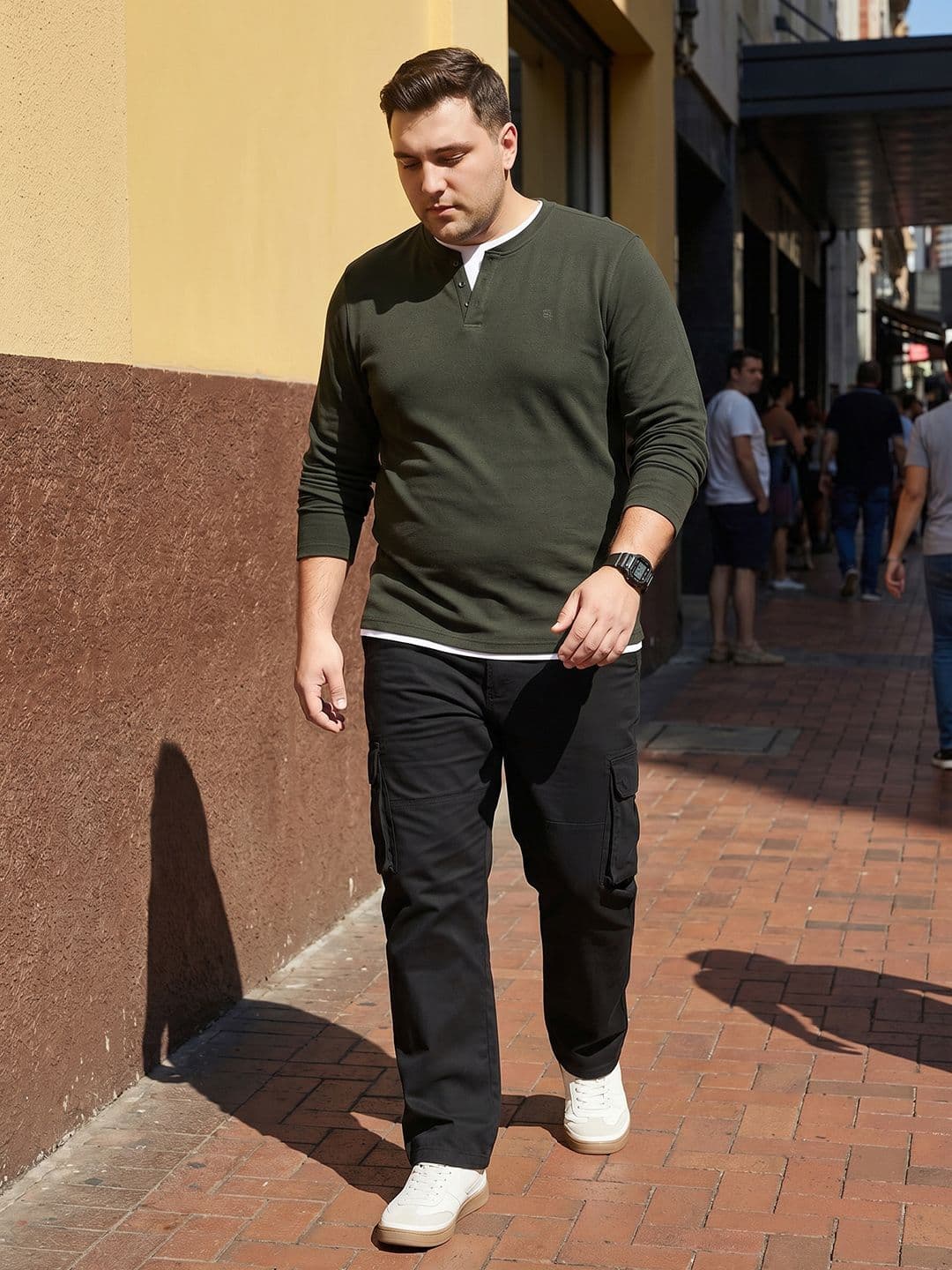 Sztori Plus Size Henley Neck Pure Cotton T-shirt - view 1