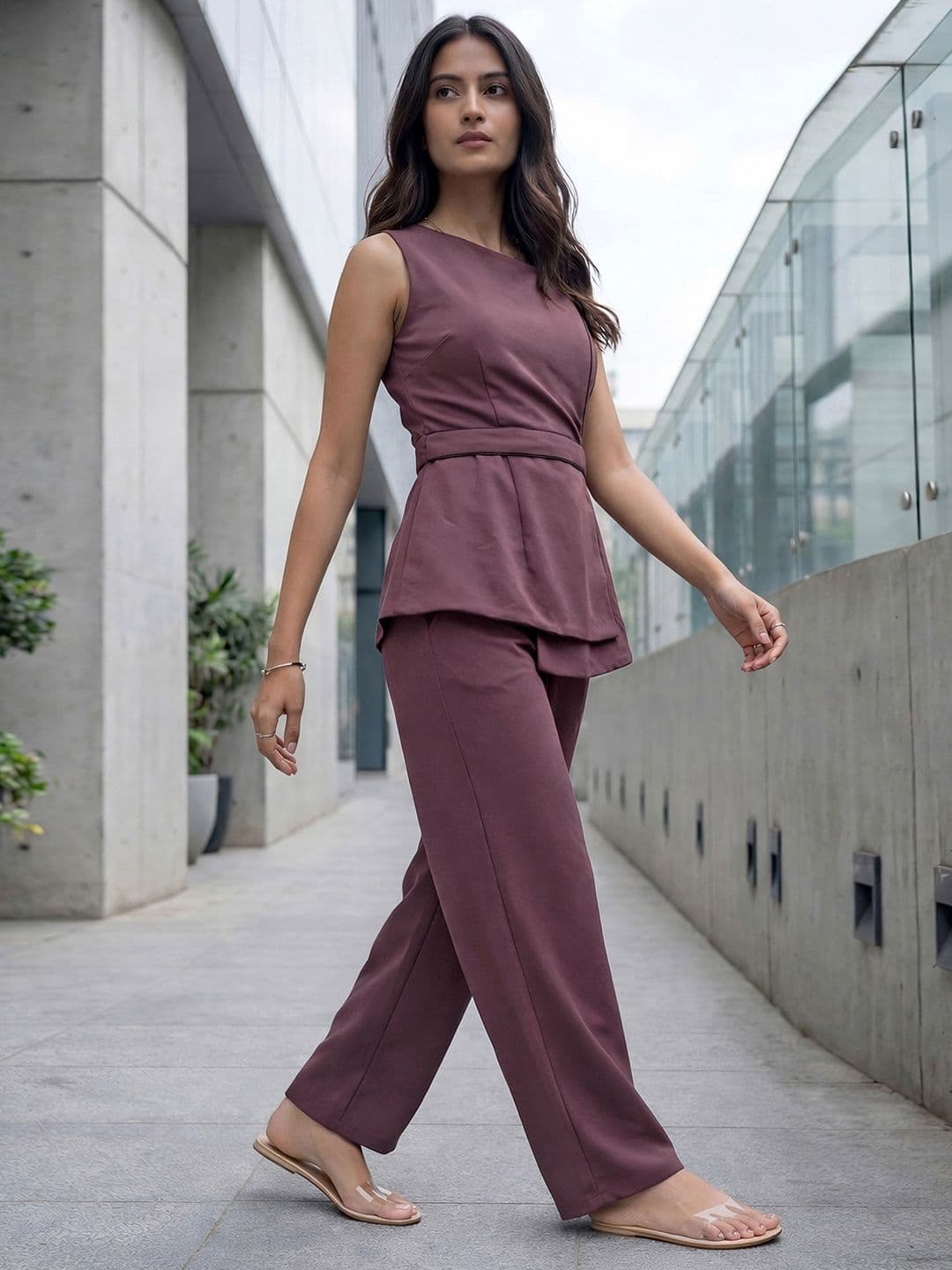 Selvia Sleeveless Round Neck Top with Trousers thumbnail 7