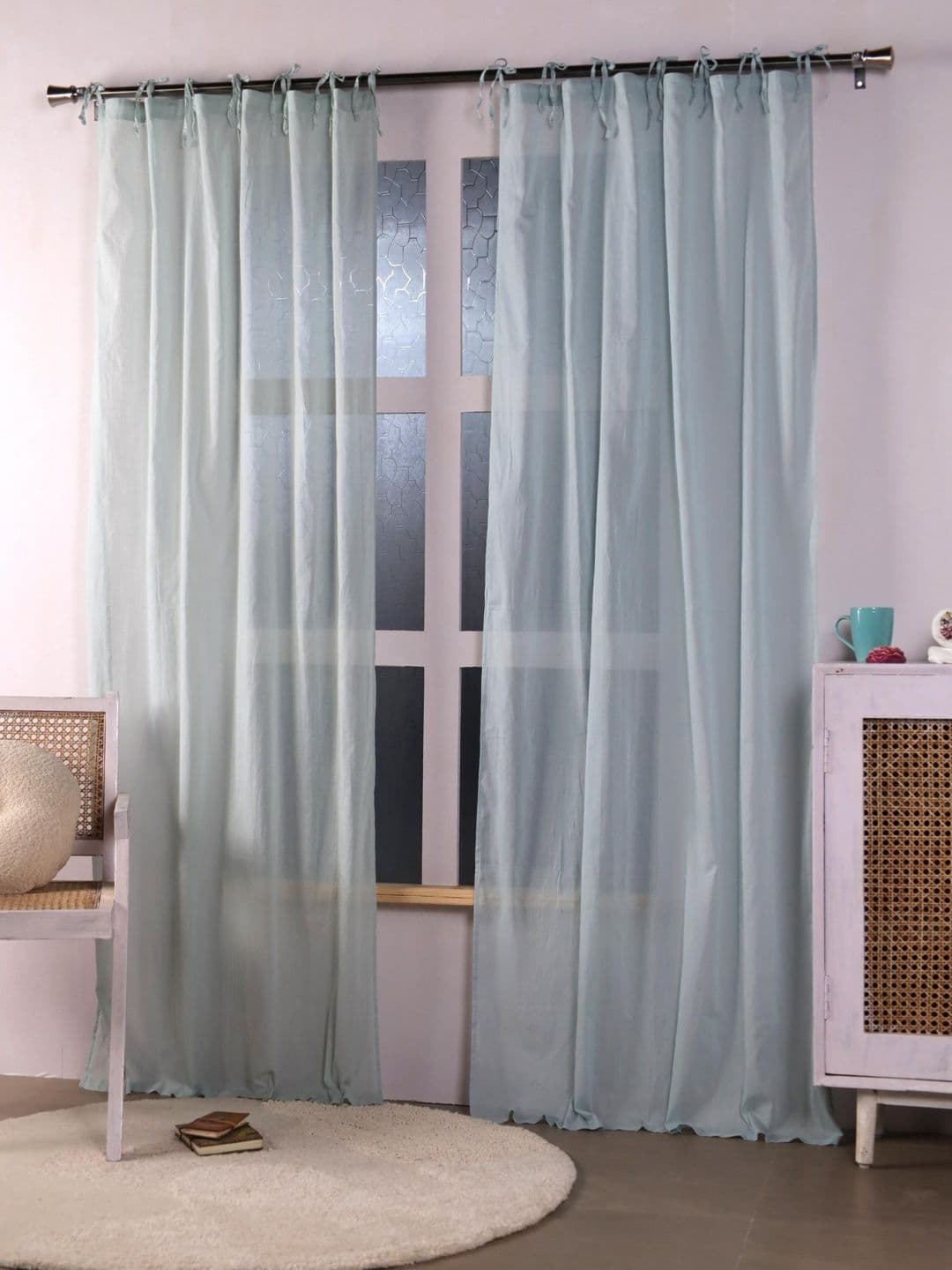 Gulaab Jaipur Grey Set of 2 Sheer Long Door Curtain thumbnail 4