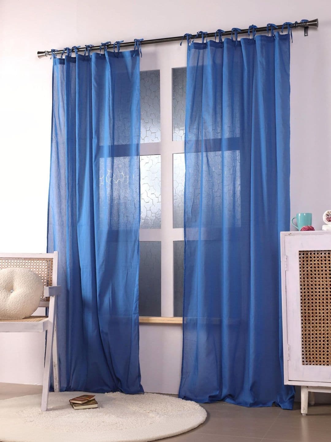Gulaab Jaipur Blue Set of 2 Sheer Window Curtain thumbnail 4