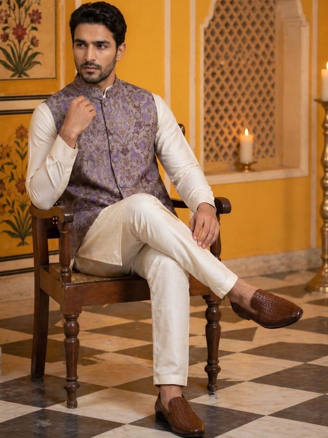 Jompers Printed Satin Nehru Jackets thumbnail 6
