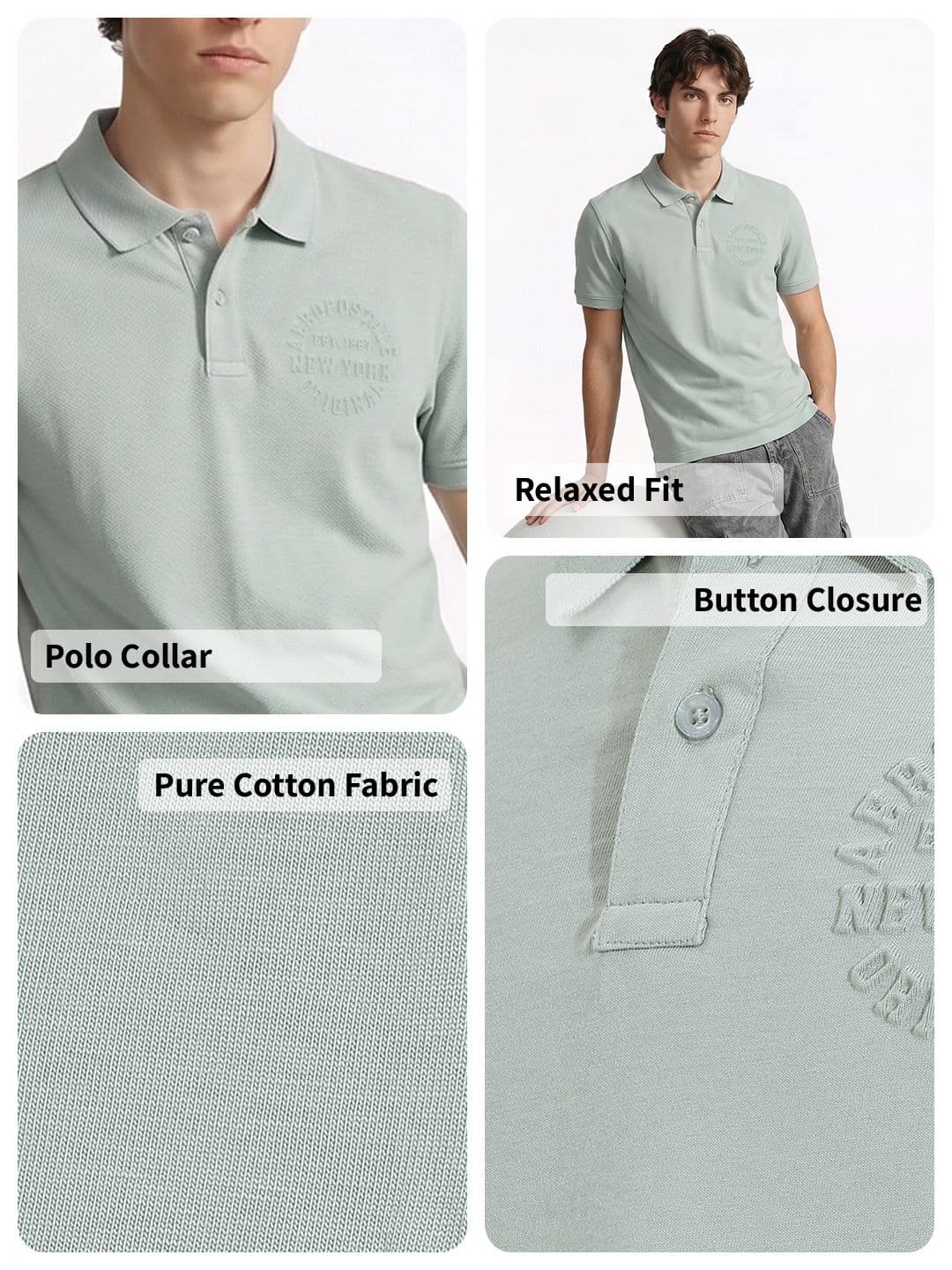 Aeropostale Areopostale Polo Collar Pure Cotton T-shirt thumbnail 6