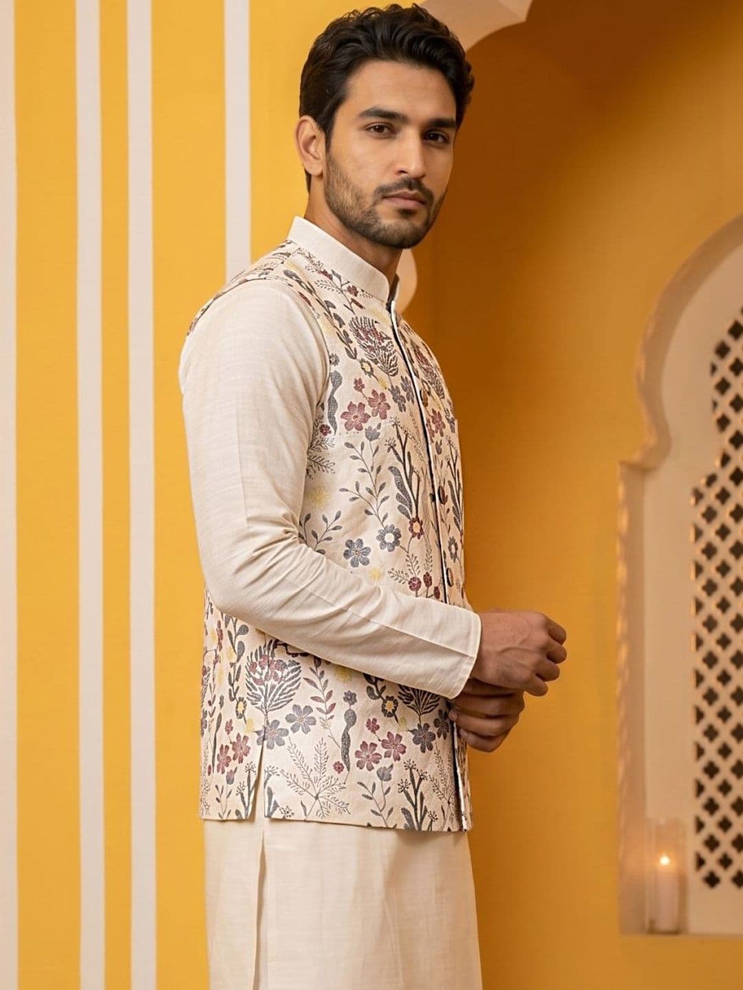 Jompers Printed Satin Nehru Jackets thumbnail 4