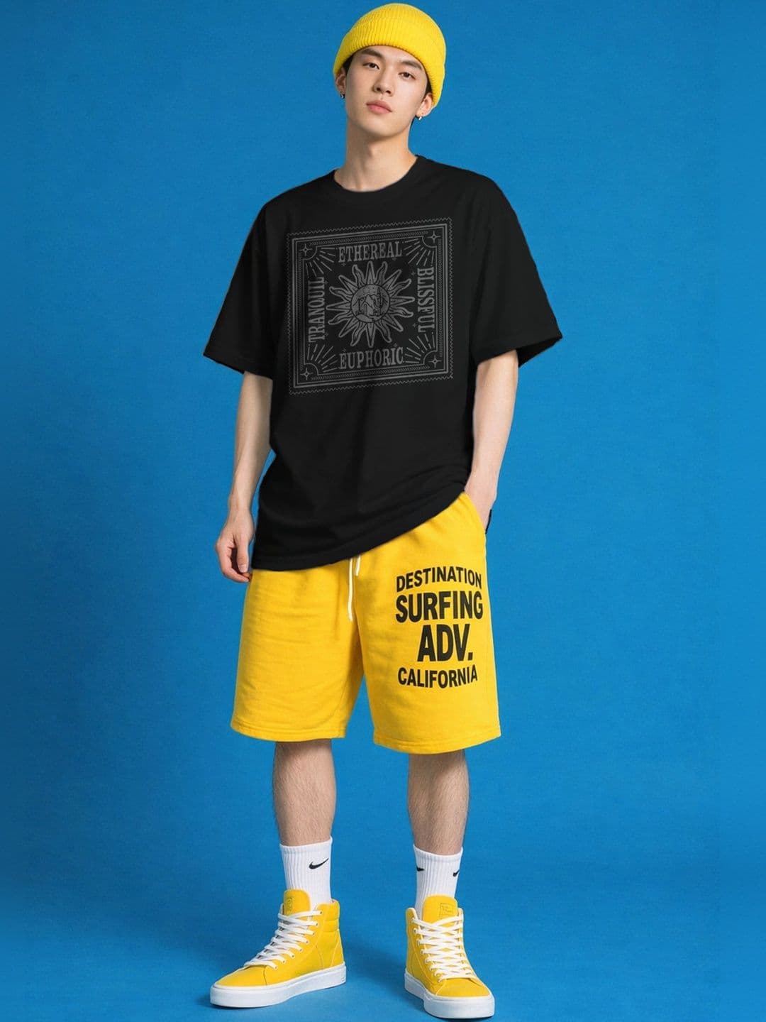 The Roadster Lifestyle Co Printed Organic Cotton Round Neck Oversized Tshirts thumbnail 2