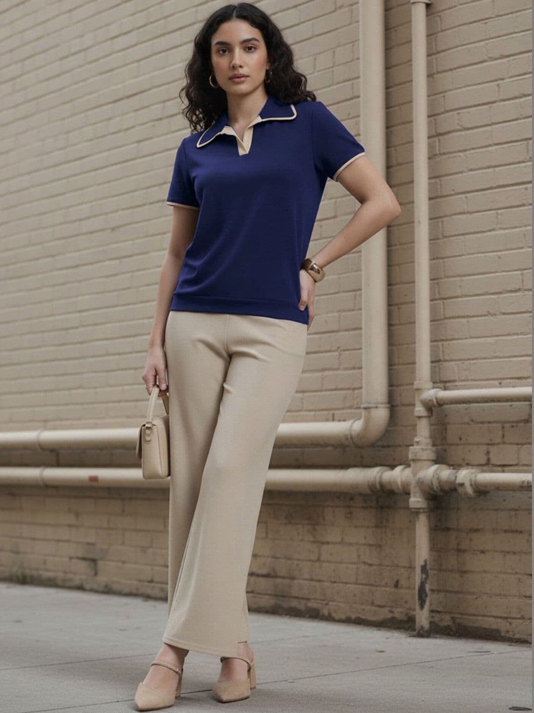 glitchez Solid Top with Palazzos - view 1