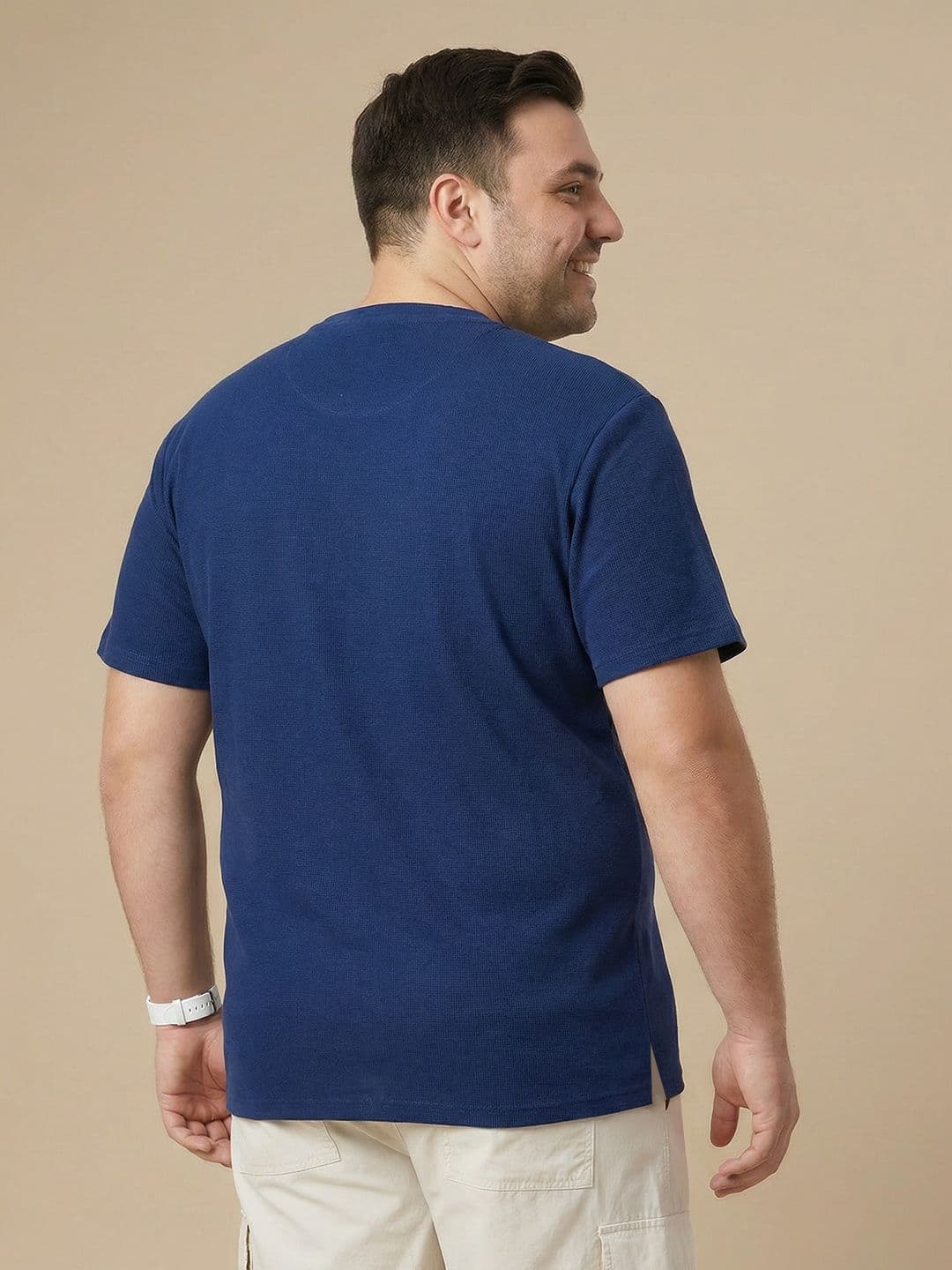 Sztori Plus Size Henley Neck Pure Cotton T-shirt thumbnail 3
