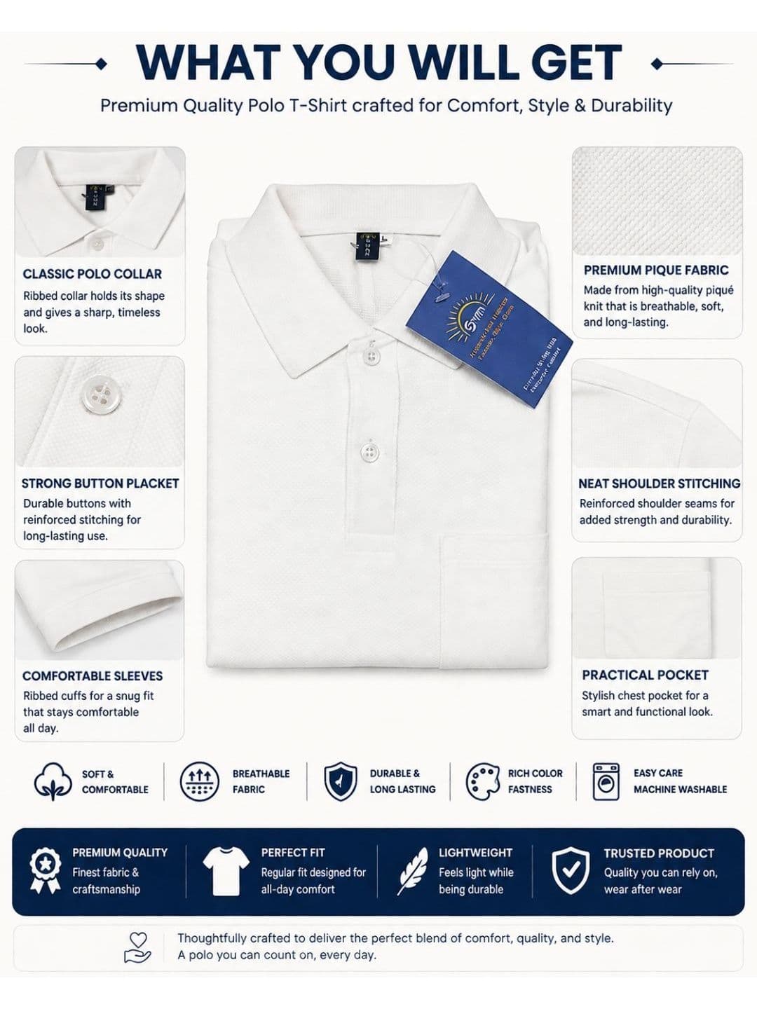 SAIKSA FASHION Men Polo Collar Pockets T-shirt thumbnail 6