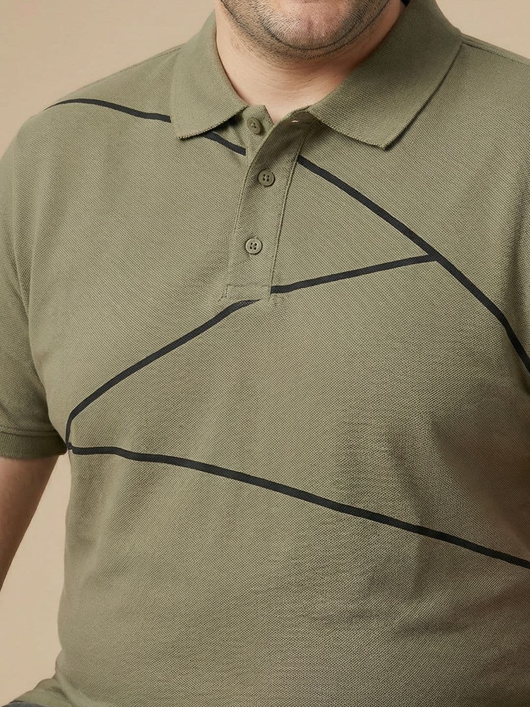 Sztori Plus Size Printed Polo Collar Pure Cotton T-shirt thumbnail 7