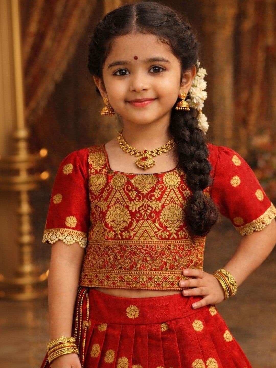 Xepon Girls Embroidered Ready to Wear Lehenga & thumbnail 2