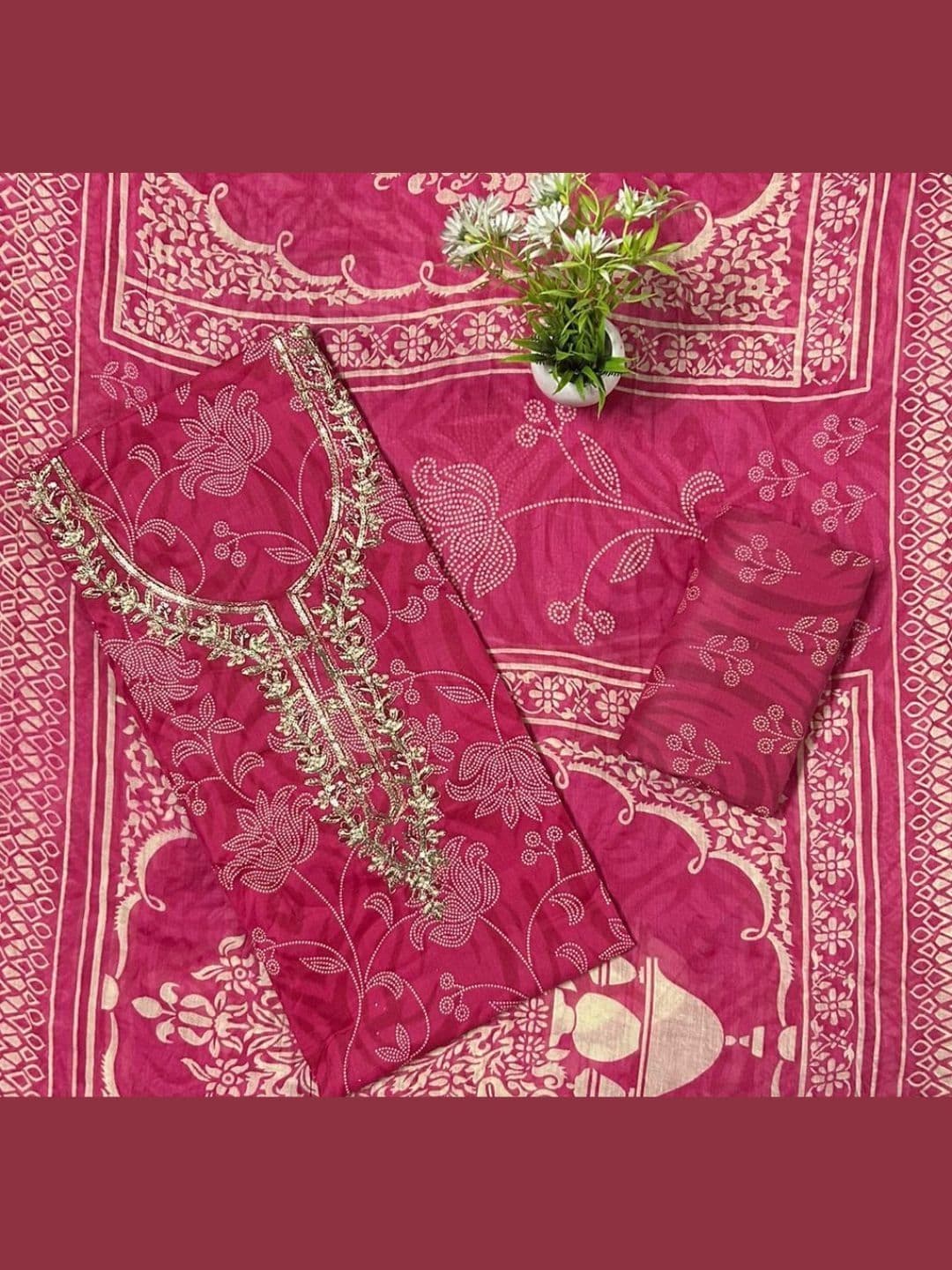 EJS Embroidered Pure Cotton Unstitched Pure Cotton Dress Material thumbnail 4