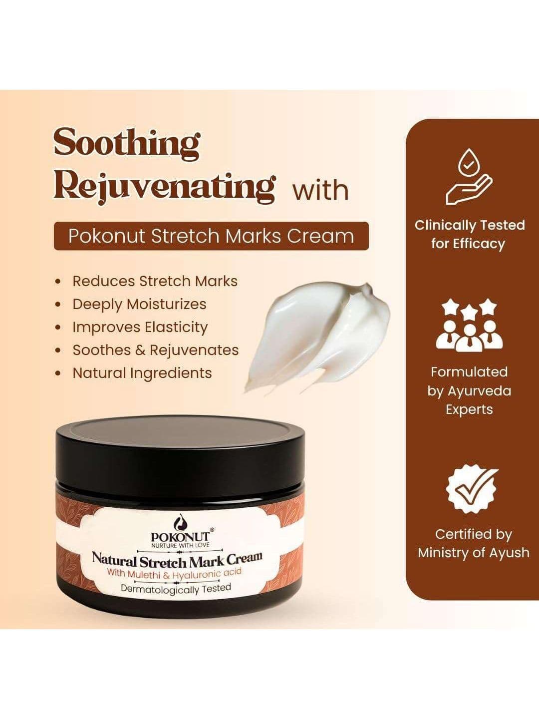Pokonut Natural Stretch Mark Cream With Mulethi & Hyaluronic Acid - 50 g thumbnail 3
