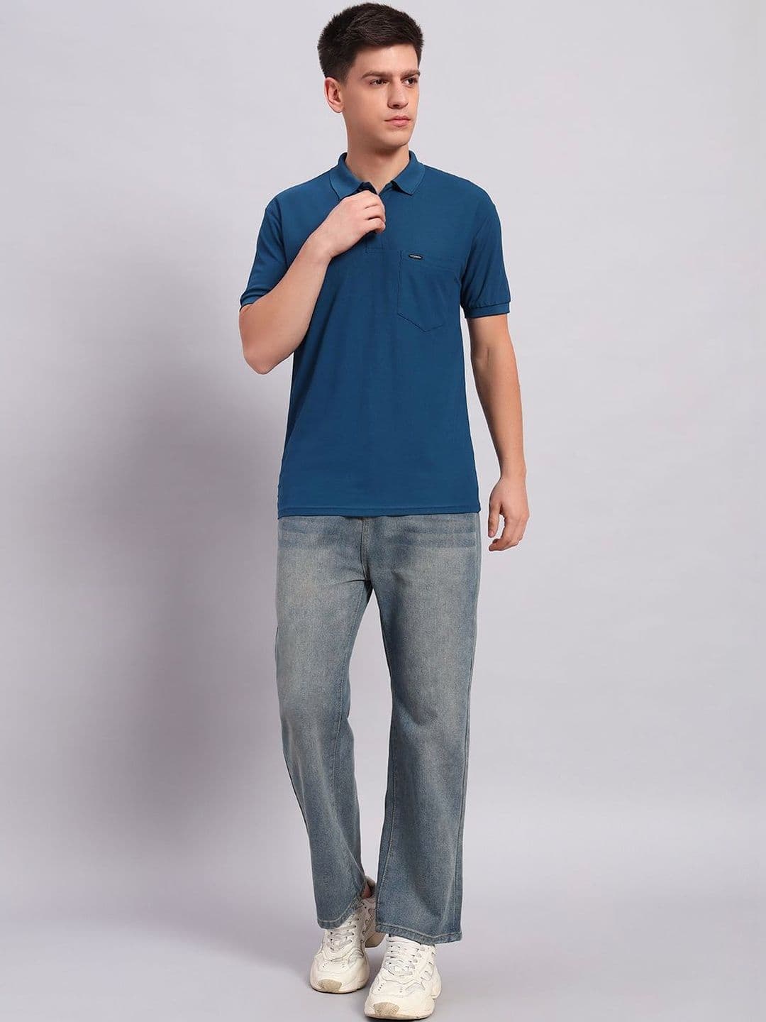 Resilience Blue Polo Collar Regular Fit T-shirt for Men - view 1