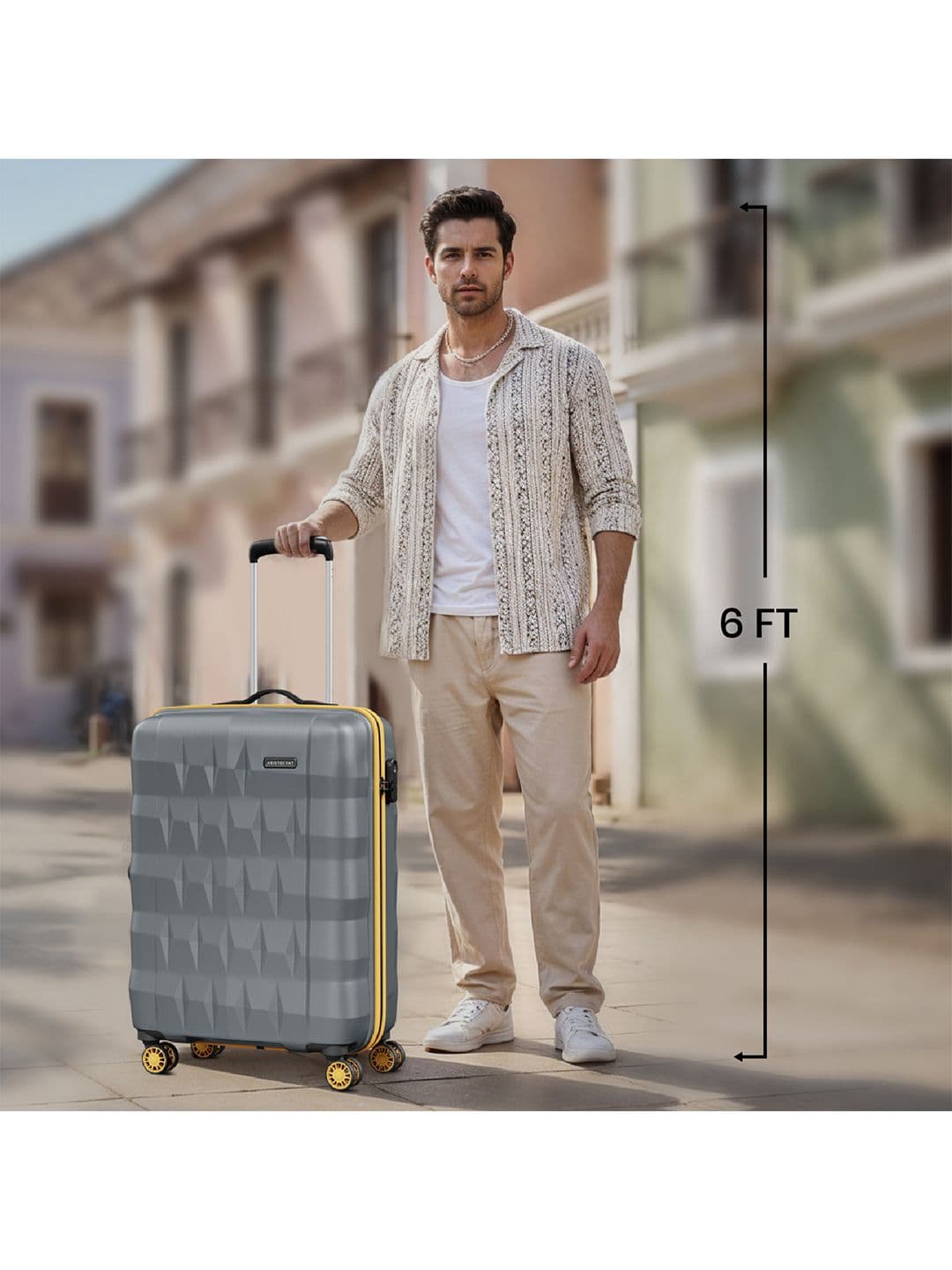 Aristocrat Comet Grey Medium Hard Luggage 66cm Check-in Trolley Bag With Smooth 8-Wheel thumbnail 7