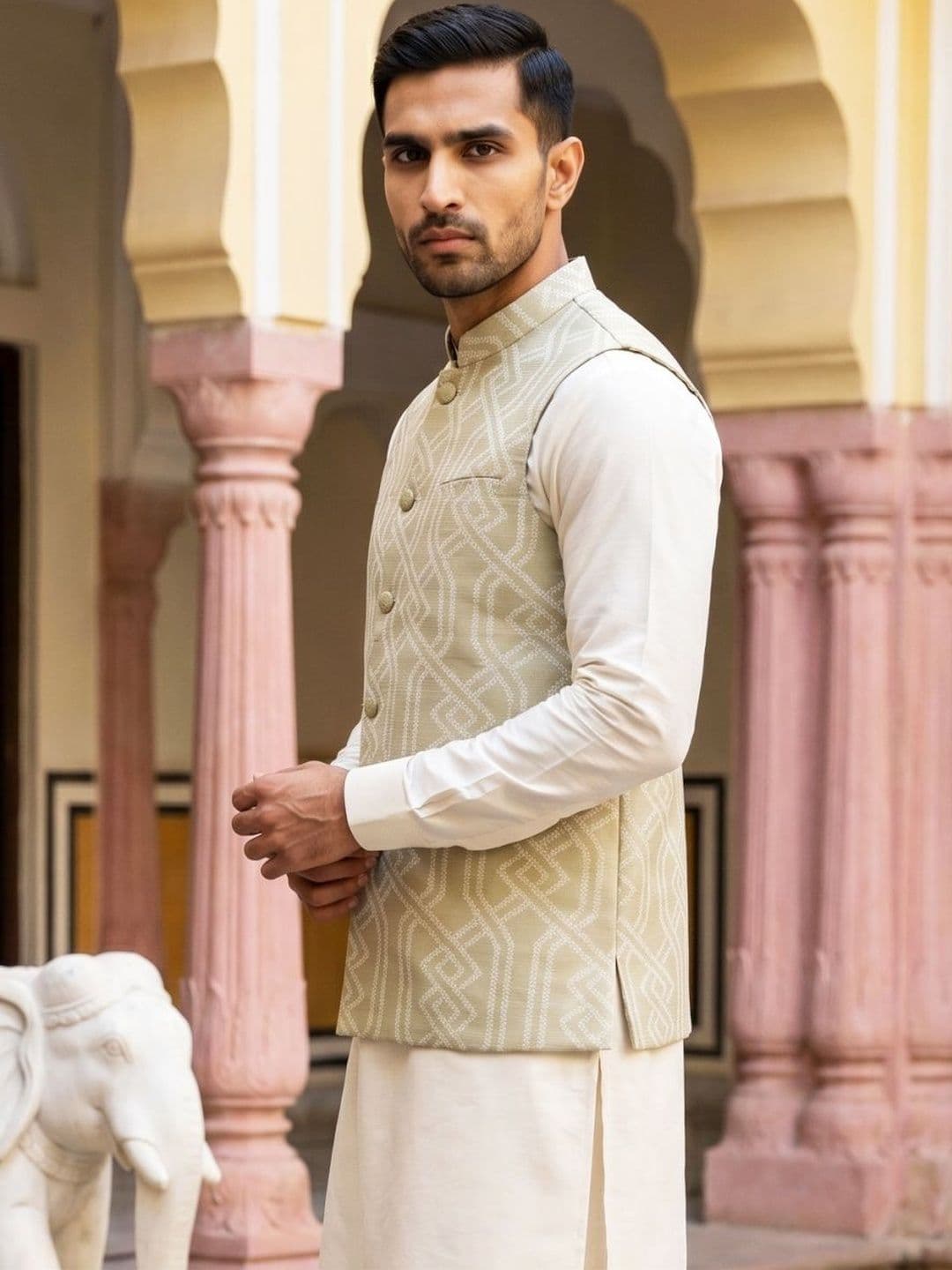 Jompers Printed Satin Nehru Jackets thumbnail 3