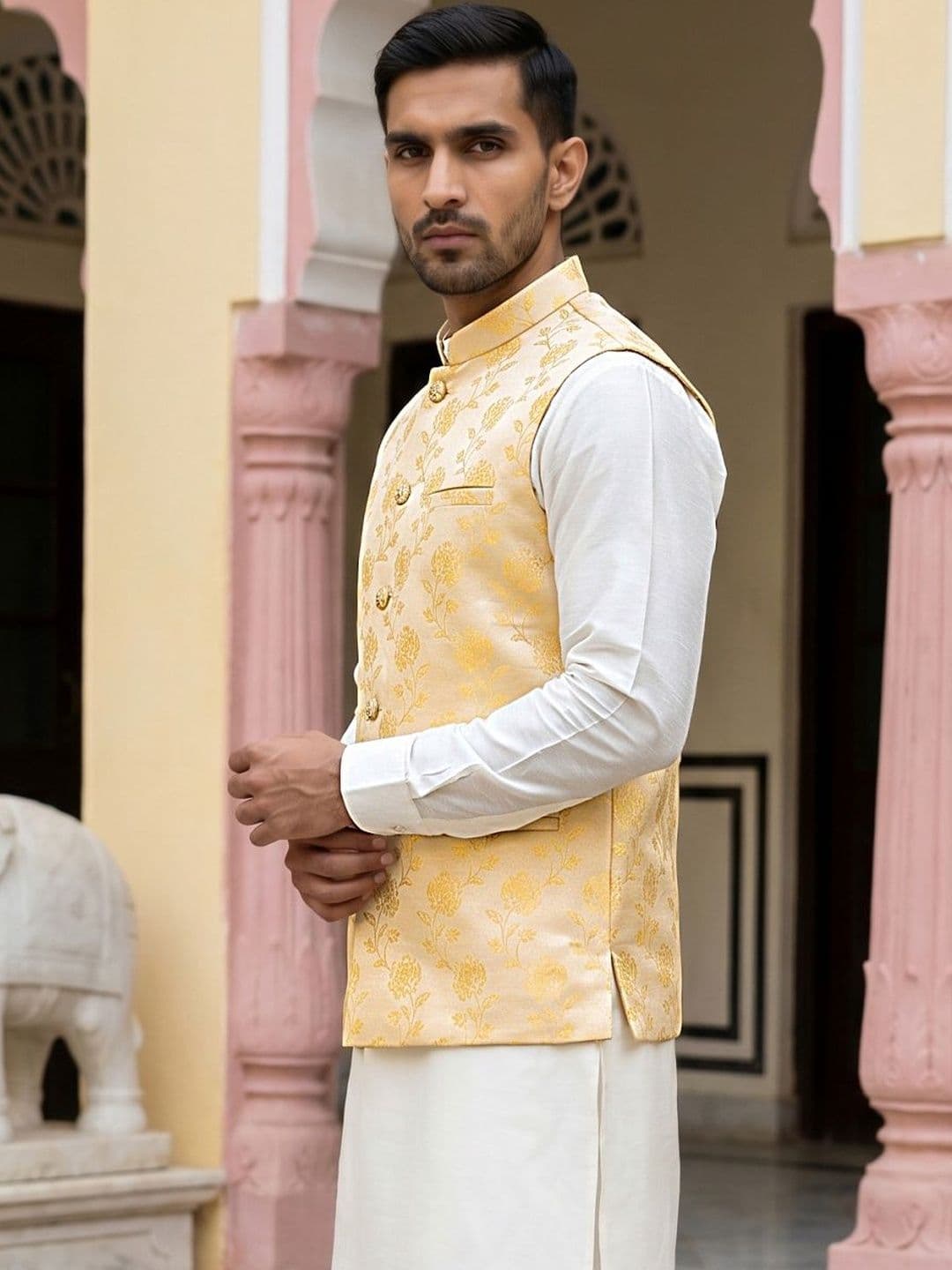 Jompers Printed Satin Nehru Jackets thumbnail 3