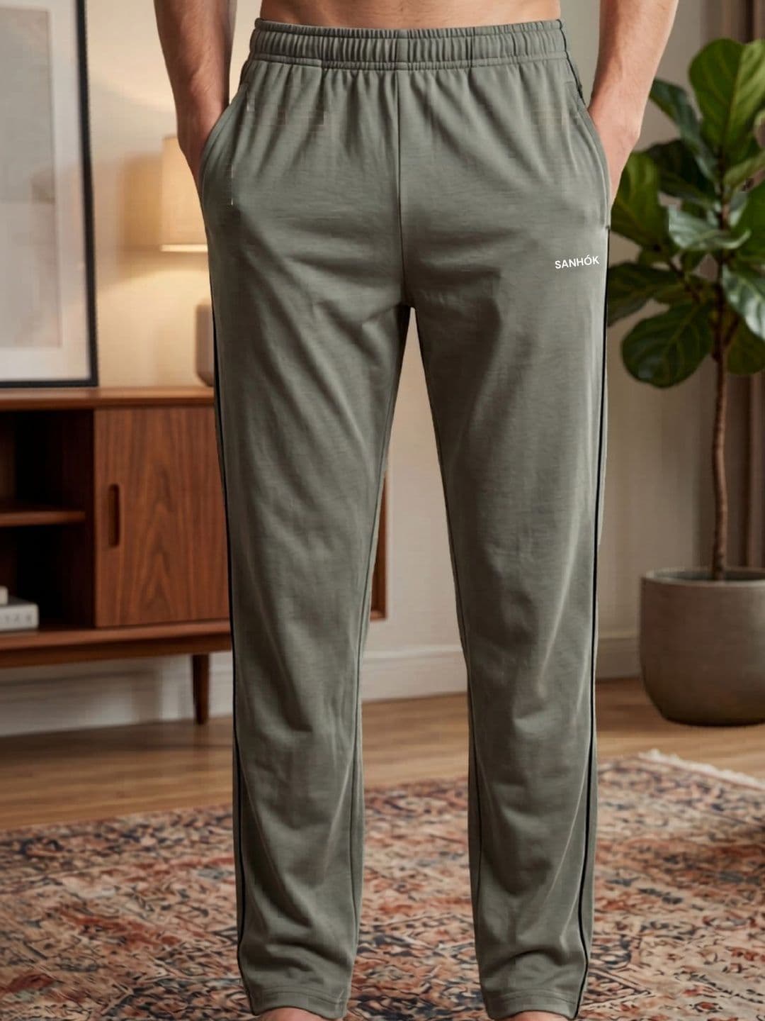 SANHOK Men Slim Fit Training Cotton Track Pants thumbnail 4