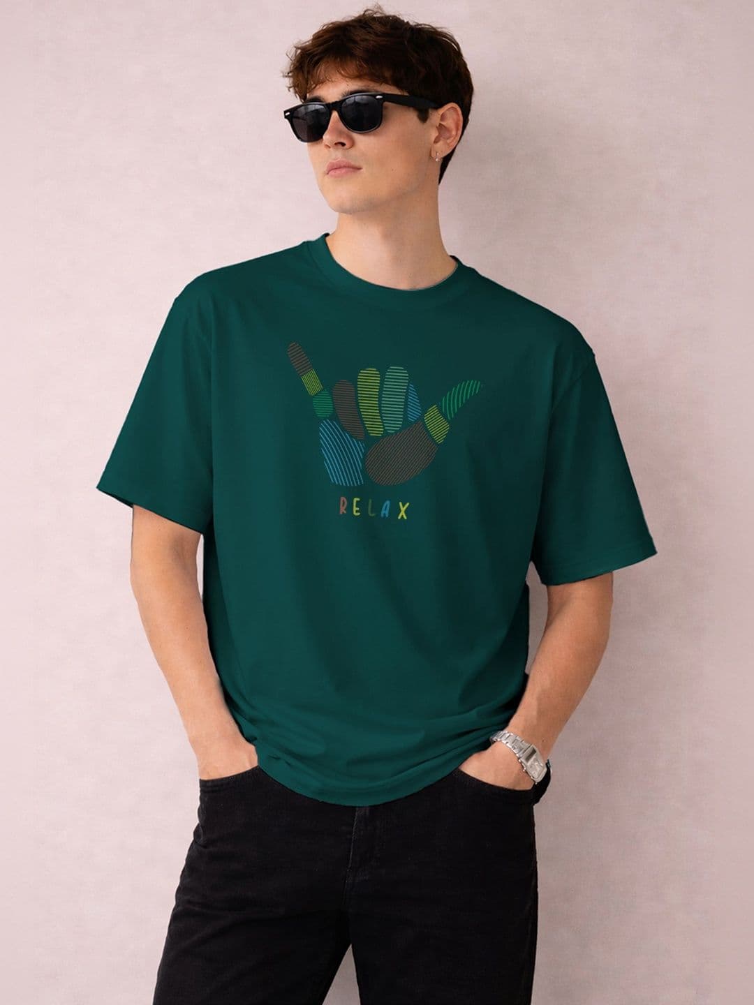The Roadster Lifestyle Co Printed Organic Cotton Round Neck Oversized Tshirts - view 1
