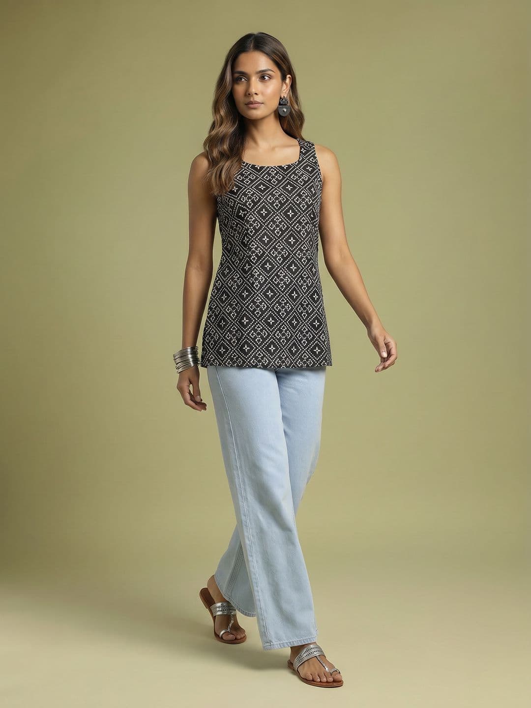 Anouk Geometric Printed Pure Cotton Sleeveless Kurti thumbnail 4