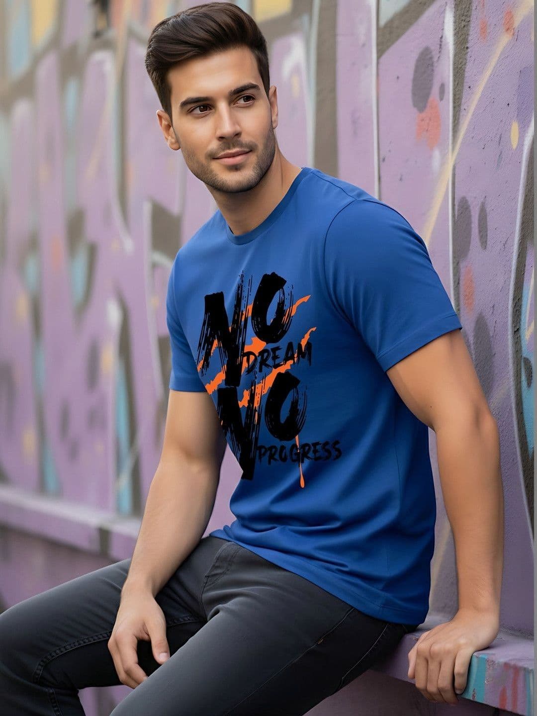 SYMBLANCE Men Typography Printed T-shirt thumbnail 5