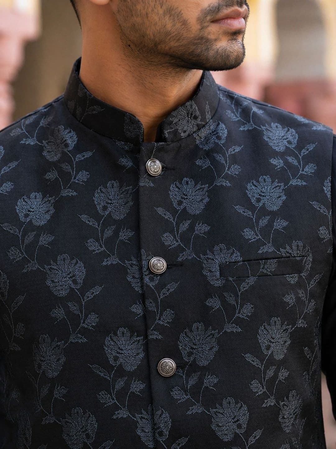 Jompers Printed Satin Nehru Jackets thumbnail 5