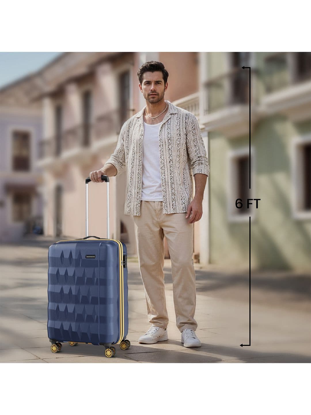 Aristocrat Comet Blue Small Hard Luggage 56cm Cabin Trolley Bag with Smooth 8-Wheel thumbnail 5
