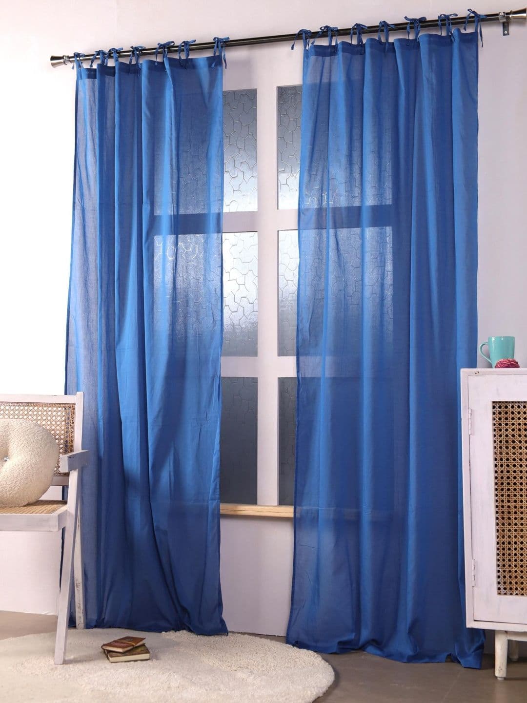 Gulaab Jaipur Blue Set of 2 Sheer Window Curtain thumbnail 5