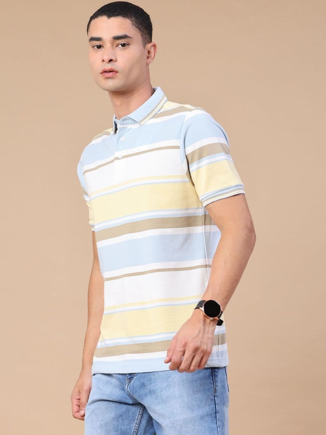 V-Mart Men Striped Polo Collar T-shirt thumbnail 5