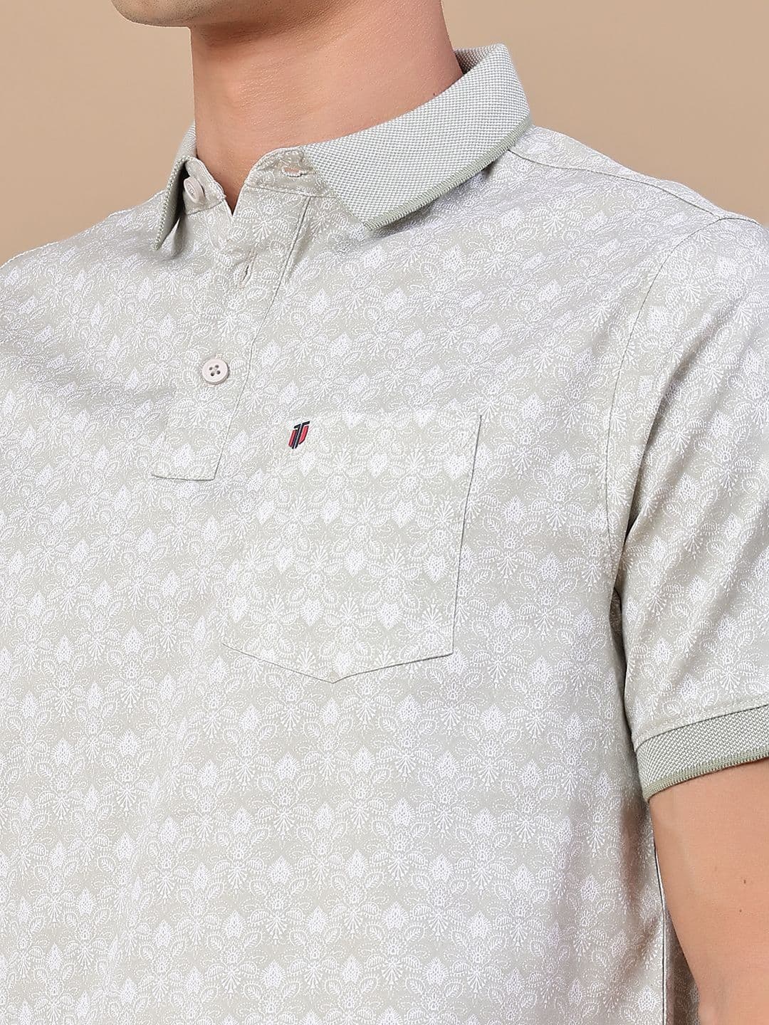 V-Mart Men Floral Printed Polo Collar Pockets T-shirt thumbnail 2